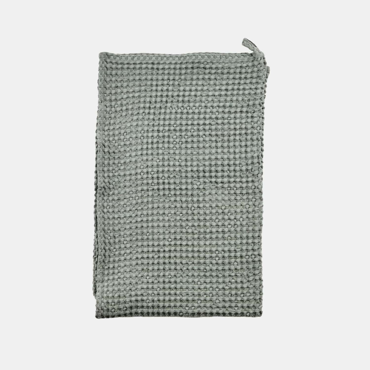 Handdoek Maralei Grijze katoenen doek met wafelstructuur voor keuken en schoonmaak