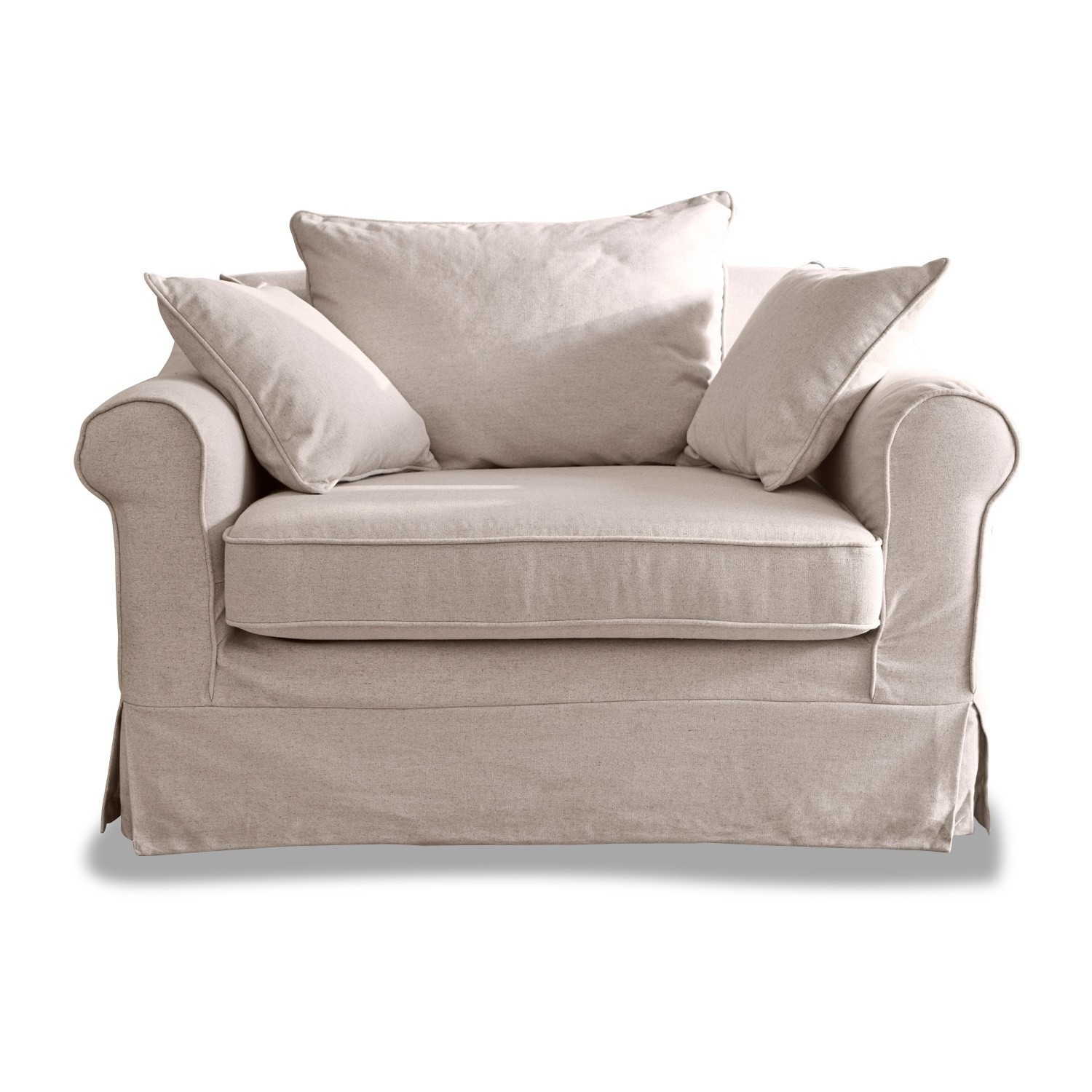 linnen Folsom fauteuil van beige linnen, zacht en comfortabel, ideaal voor woonkamer, natuurlijk materiaal