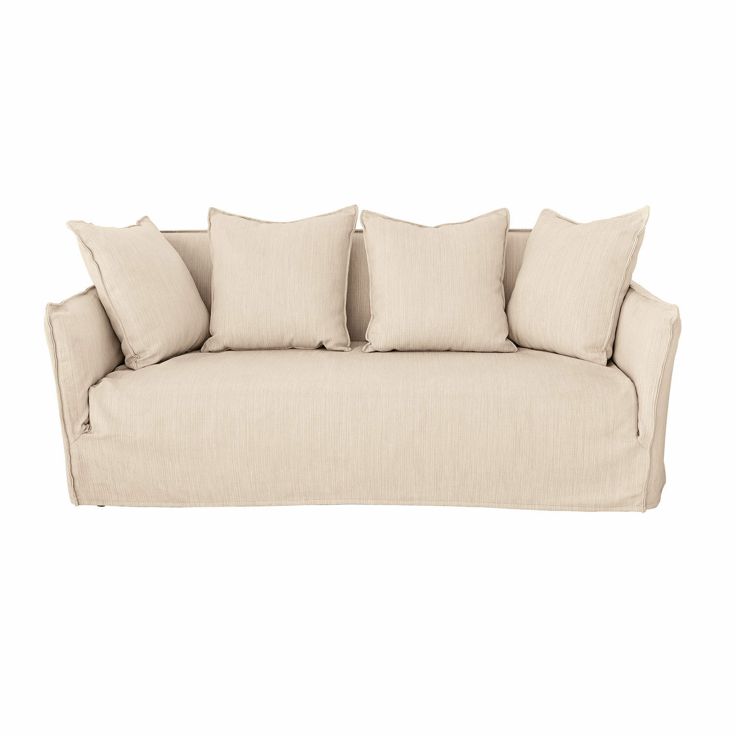 Canapé Ermesinde beige en tissu, confortable et élégant pour salon ou extérieur