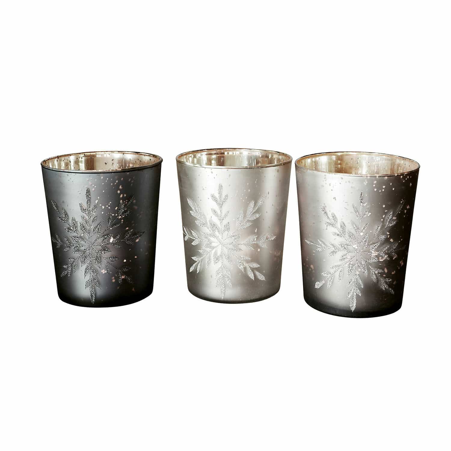 Lot de 3 photophores Snowflakes