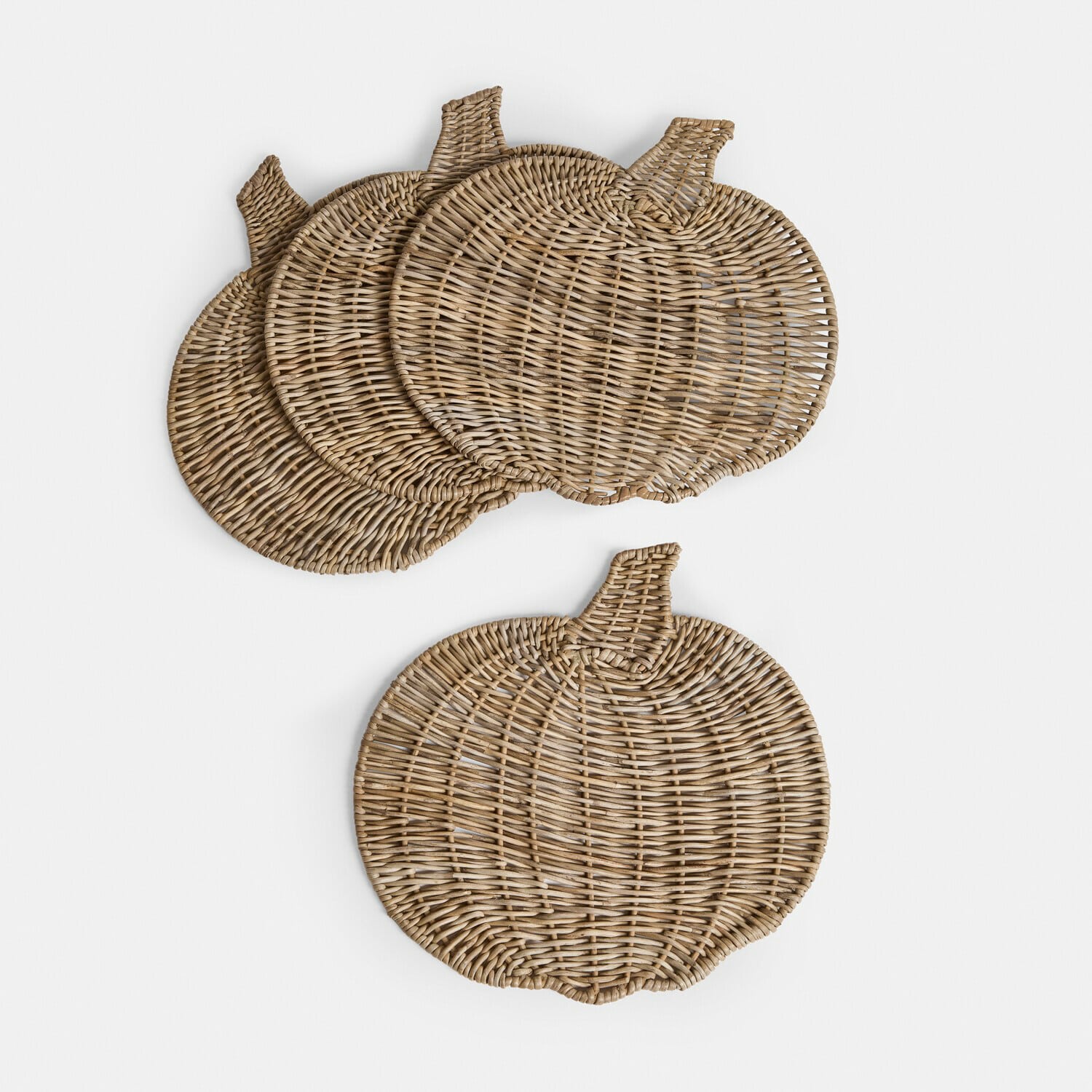 Platzset 2er Set Larivonne Ensemble de dessous de verre en forme de citrouille en rotin naturel beige pour décoration de table