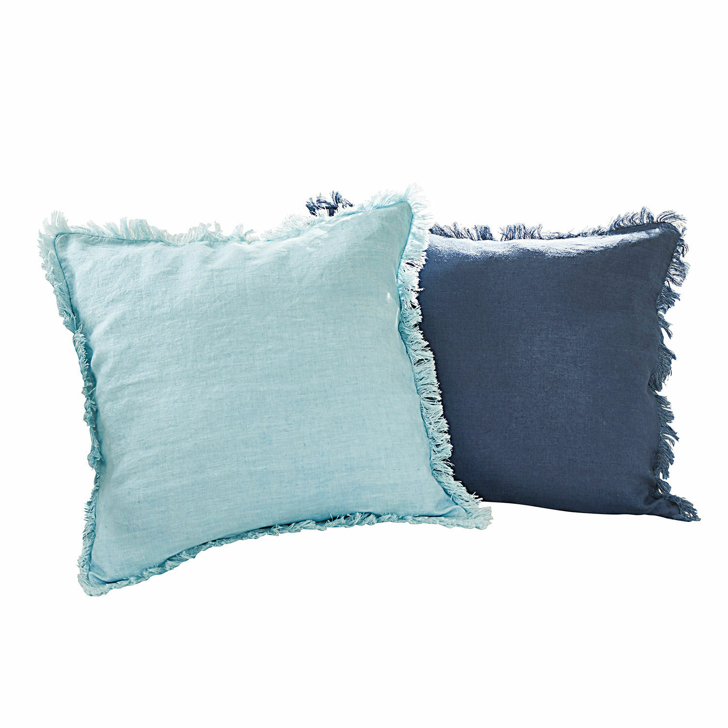 turquoise/blauw Set van 2 Quebo linnen kussenhoezen in turquoise en blauw voor stijlvolle woondecoratie