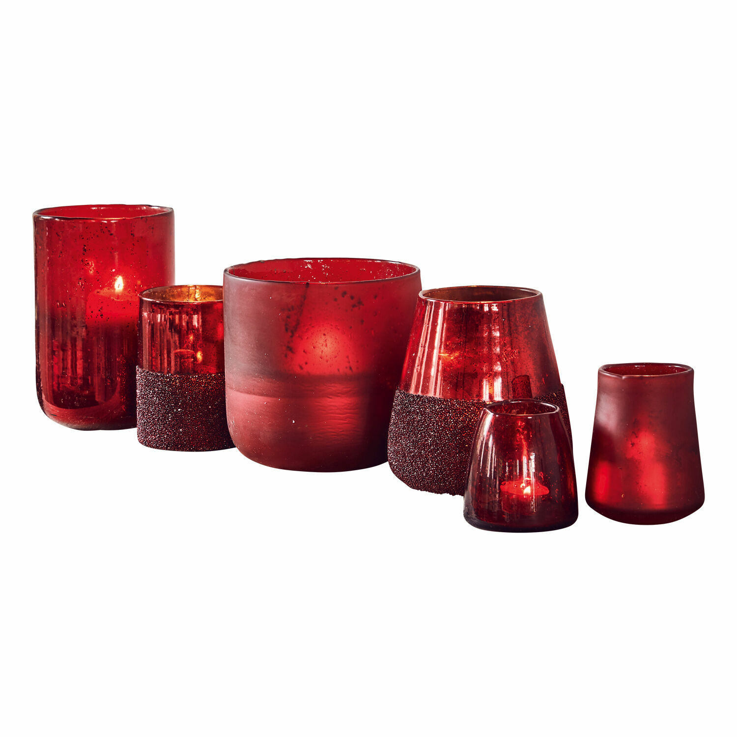 rood Set van 6 rode glazen windlichten Paro voor sfeervolle verlichting en interieurdecoratie