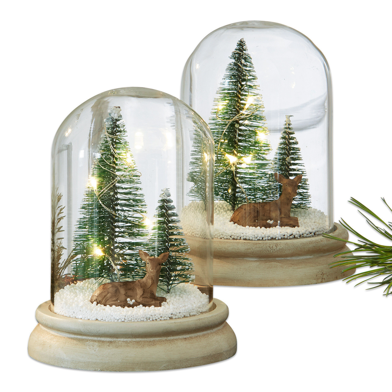 Lot de deux cloches en verre Winterwonderland