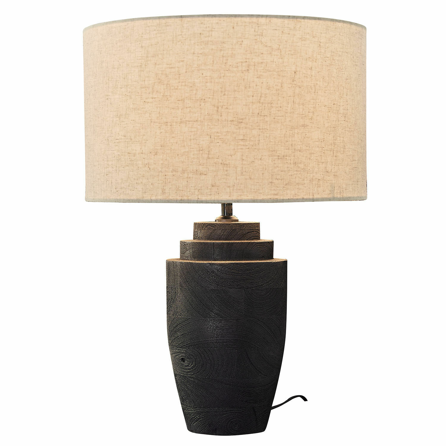 Tafellamp Daphielle Tafellamp van zwart hout met beige kap, modern design voor woonkamerverlichting