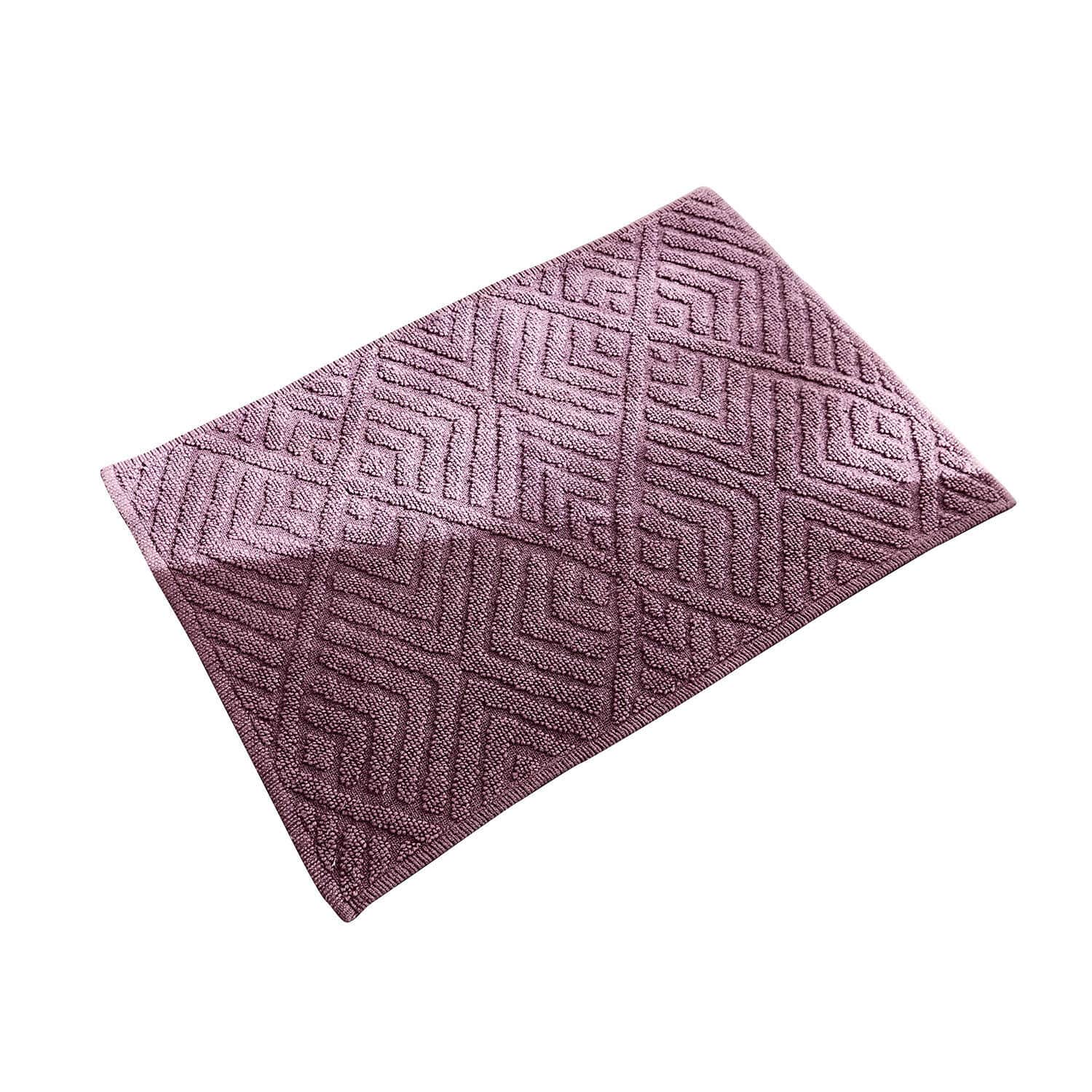 Tapis de bain bordeaux Ulexis en tissu doux avec motif géométrique, parfait pour salle de bain