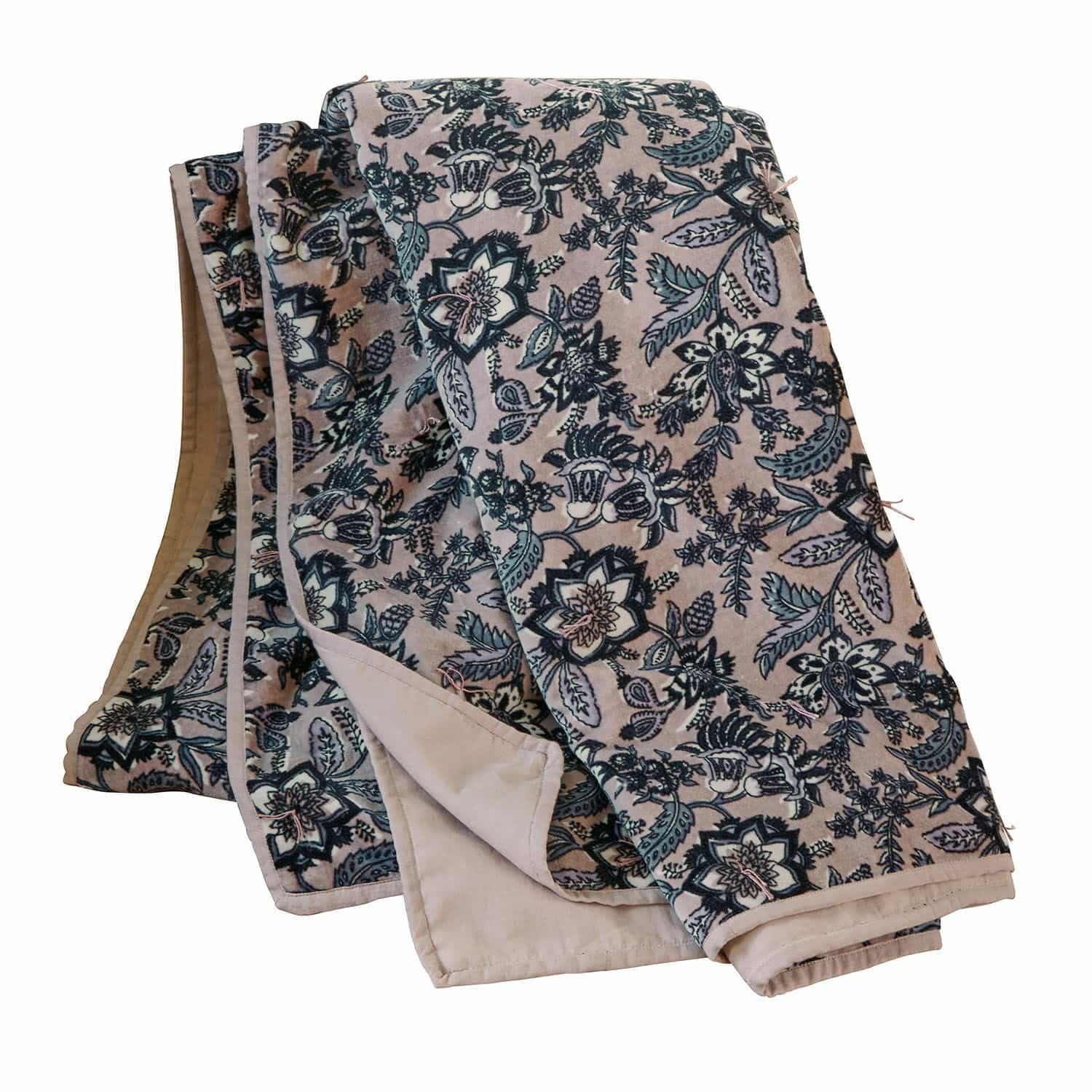 Plaid Elarion Deken met bloemenpatroon in beige en groen, zacht materiaal voor huisdecoratie