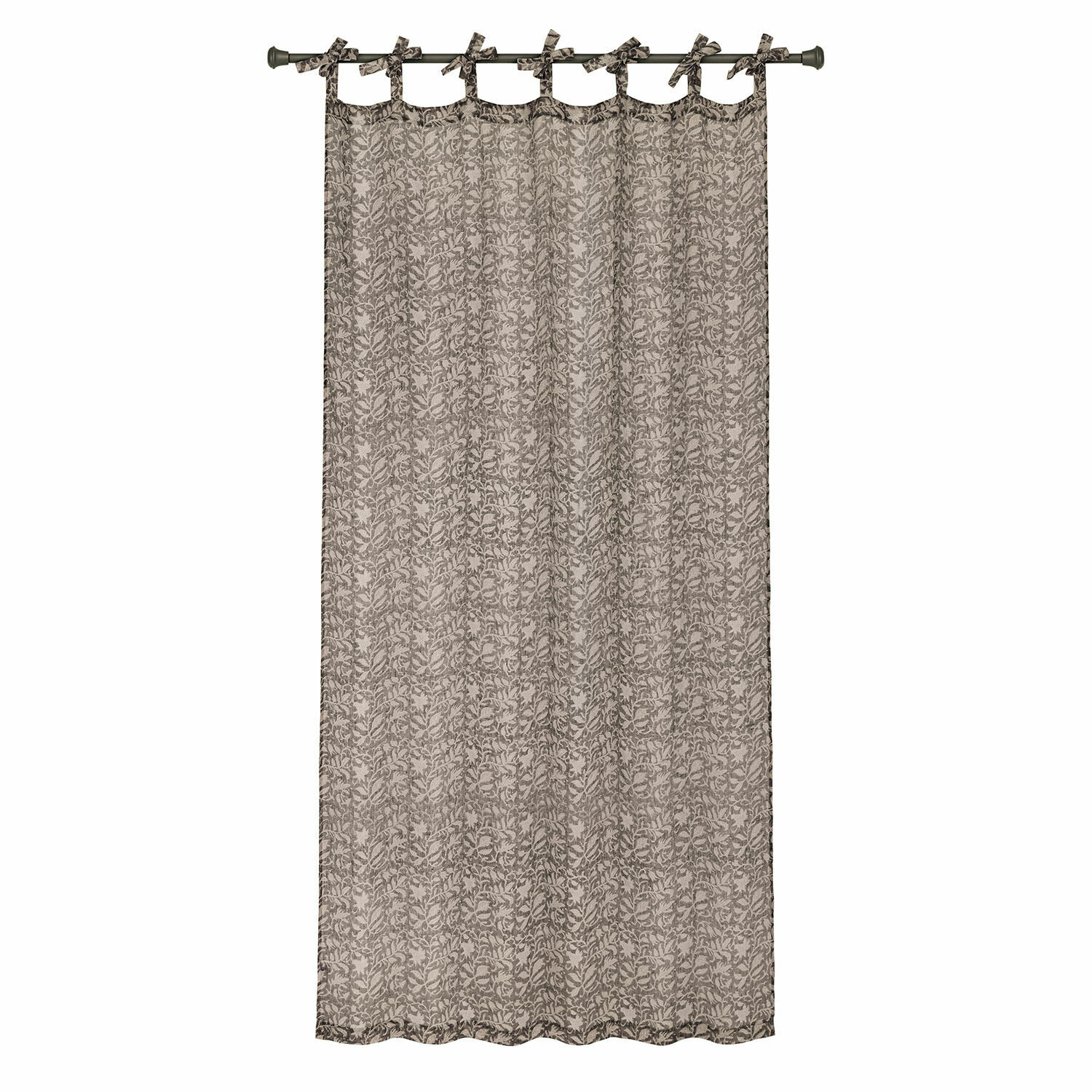 Gordijn Ziradayn Decoratief katoenen gordijn in beige met bruin bladmotief, stijlvolle raamdecoratie voor woonkamer