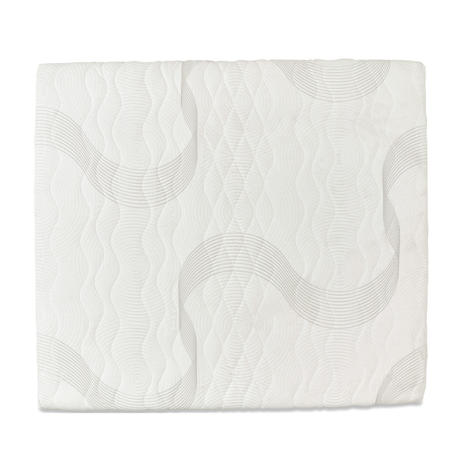 Couvre-lit blanc matelassé avec motif ondulé gris clair, tissu doux pour chambre à coucher
