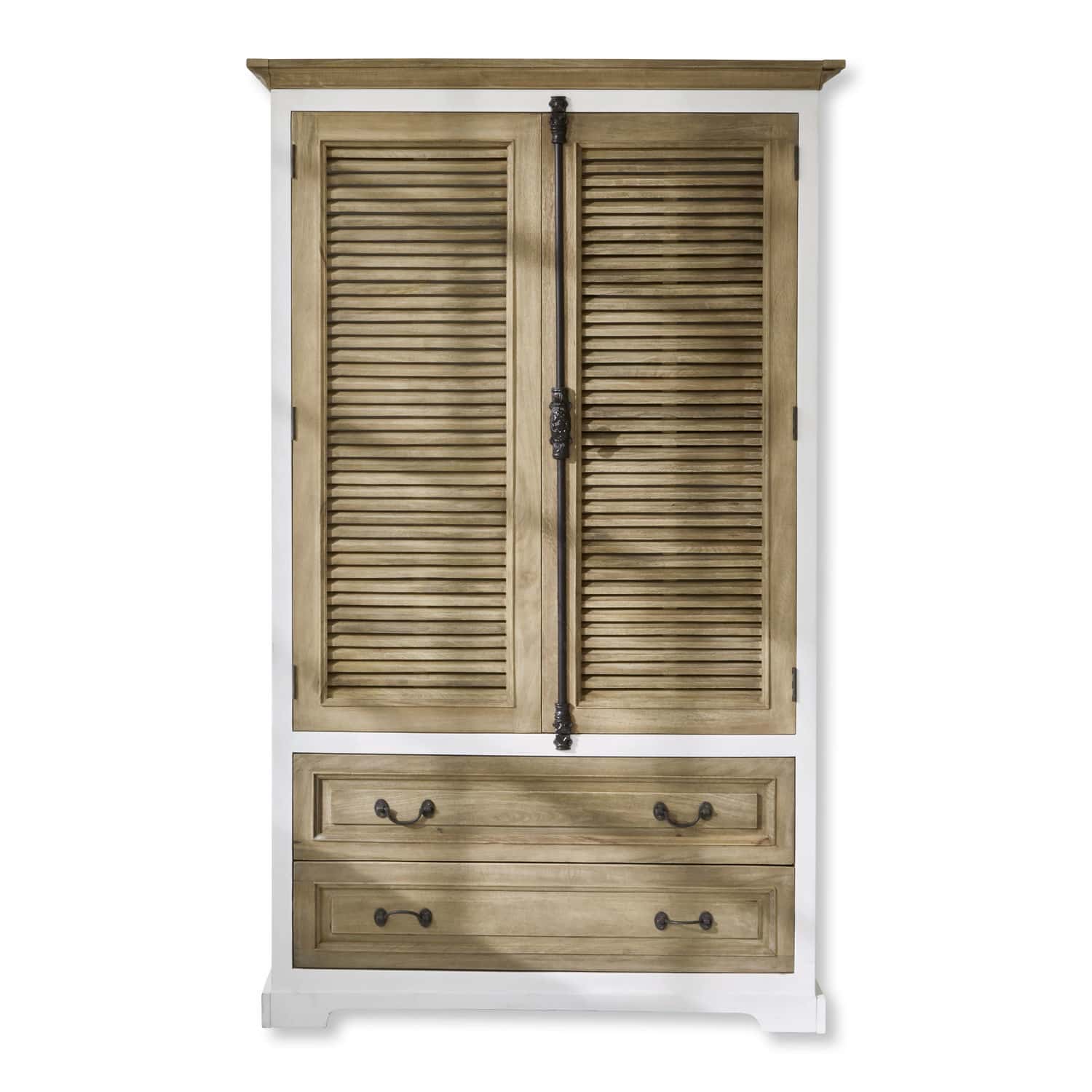 Armoire Bureau Armoire en bois avec cadre blanc et deux tiroirs, couleur bois naturel, meuble de rangement