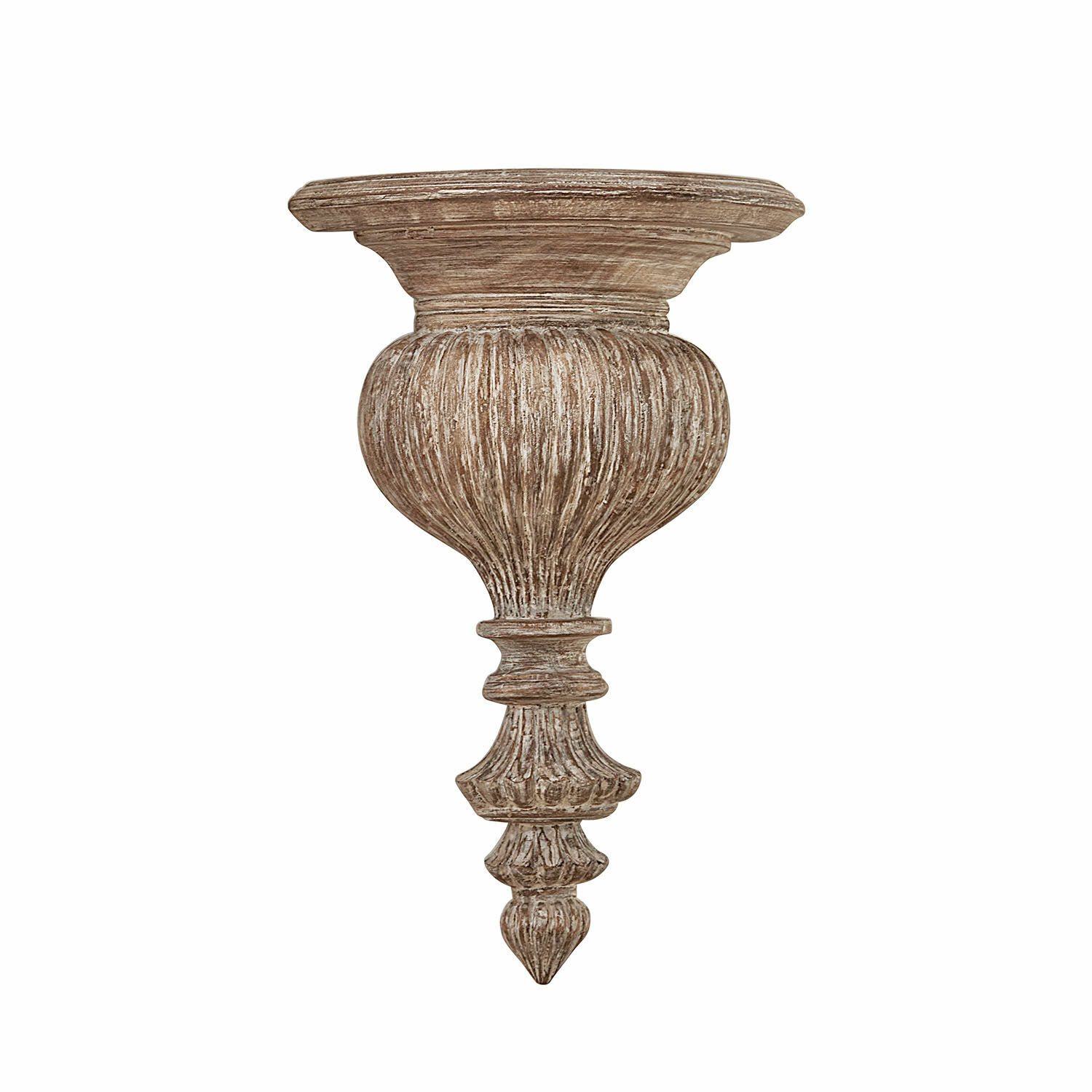 Wandconsole Anderico Decoratieve houten wandconsole in verweerde bruine kleur voor vintage interieur