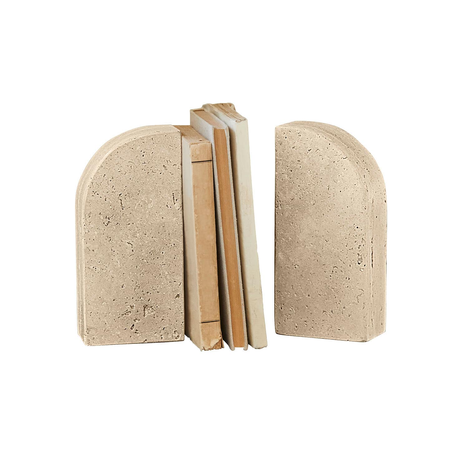 Lot de 2 serre-livres Caleneuve Paire de serre-livres en pierre beige, parfaits pour organiser et décorer les étagères