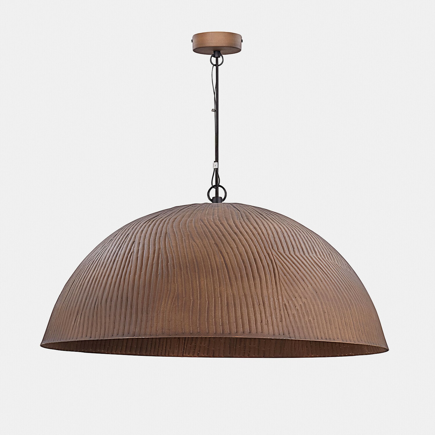 Hanglamp Ravelinos Bruine hanglamp van getextureerd metaal in halve bolvorm voor moderne interieurs