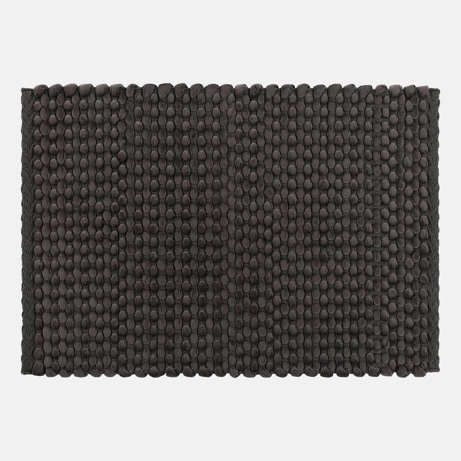 Tapis de bain Coldwyn Tapis gris foncé en coton épais avec texture en boucles pour décoration intérieure moderne