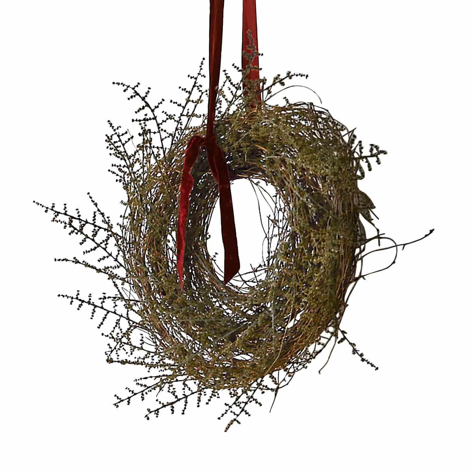 Krans Almique Natuurlijke krans van takken met rood fluwelen lint voor feestelijke decoratie
