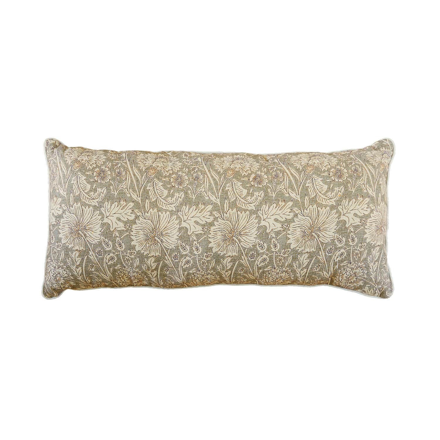 Coussin Jardin Royale Coussin rectangulaire en coton avec motif floral vert et beige pour décoration intérieure