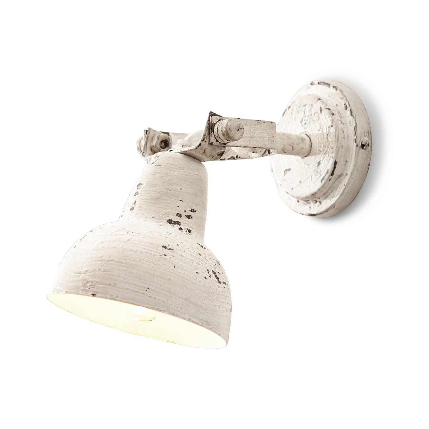 Wandlamp Rieke Metalen wandlamp in vintage stijl met witte verweerde afwerking voor wandverlichting