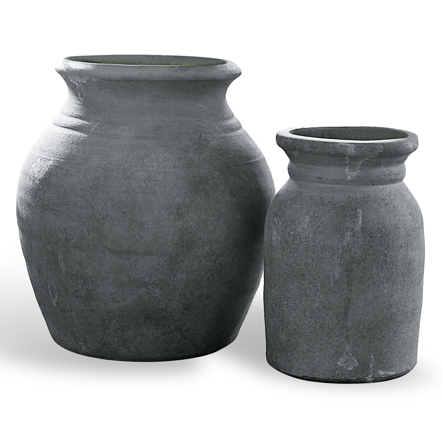 Lot de 2 vases Molduc Ensemble de deux vases en céramique grise au style rustique pour décoration intérieure et extérieure