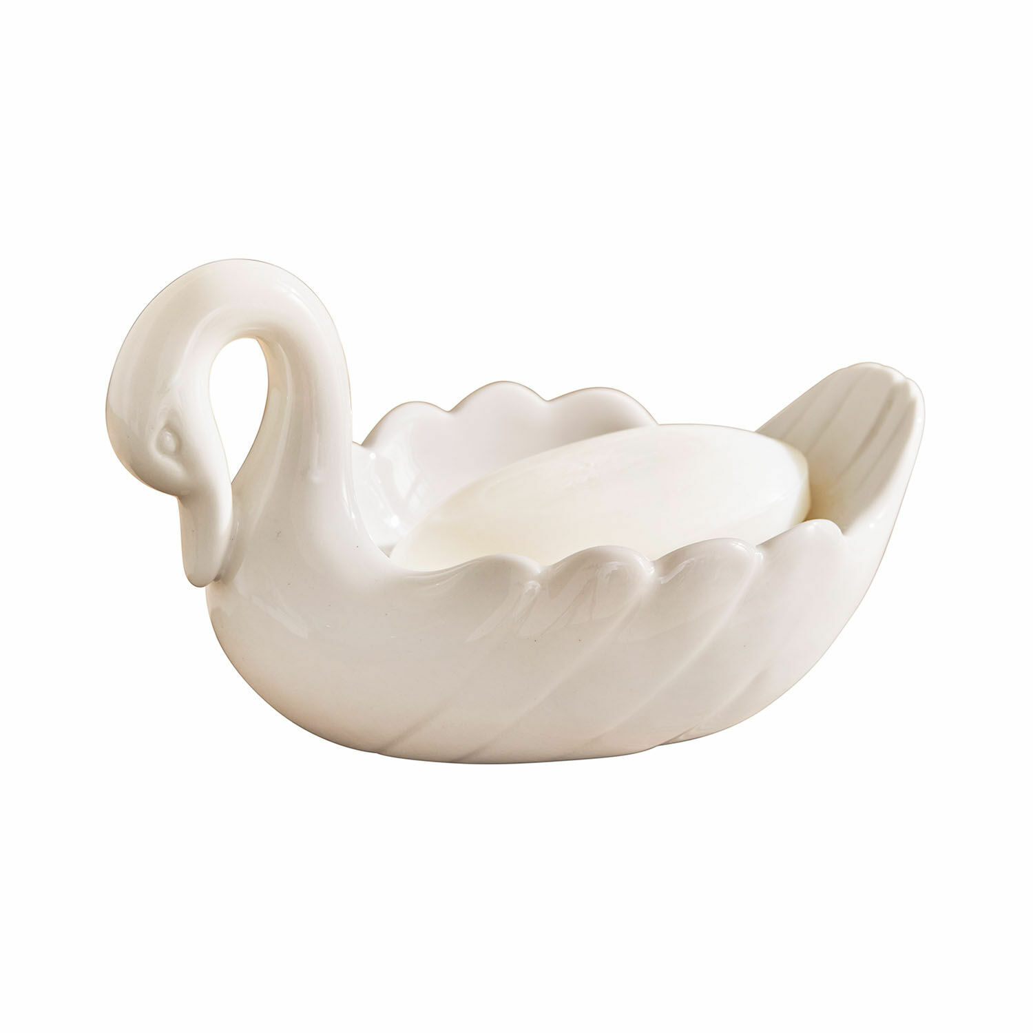 Porte-savon Casavela Porte-savon en céramique blanche en forme de cygne, accessoire élégant pour salle de bain