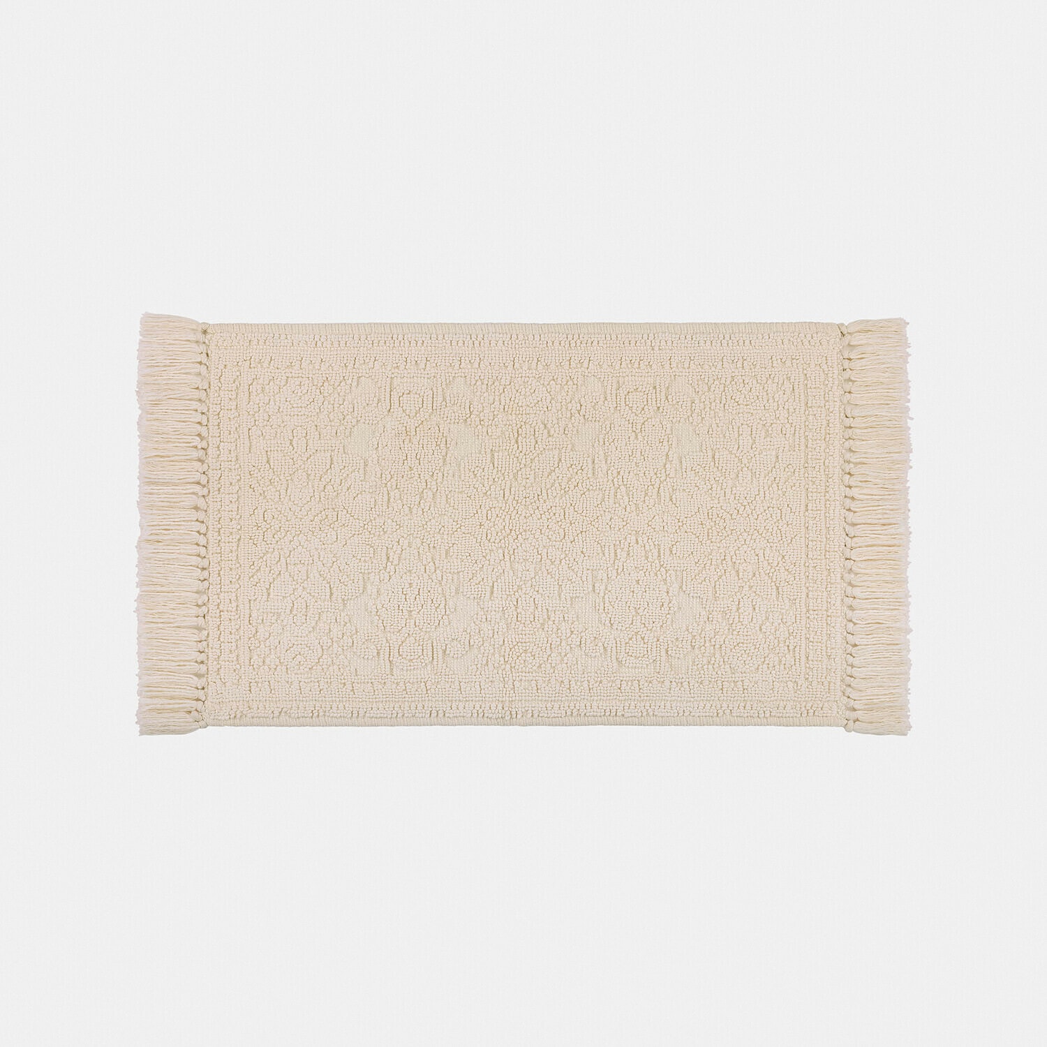Vase 2er Set Dolcin Beige katoenen vloerkleed met franjes en fijn patroon, zacht en decoratief voor thuis
