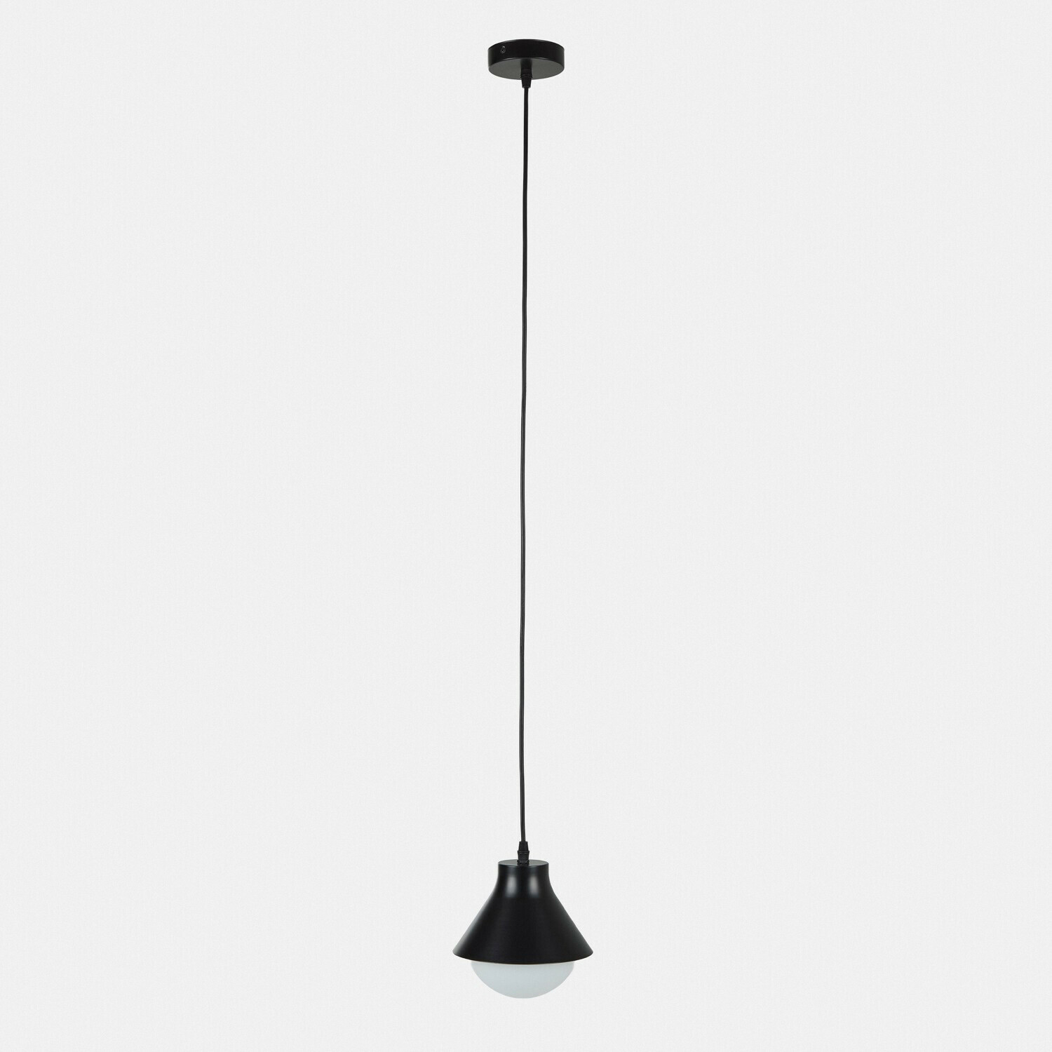 Hanglamp Térélune Zwarte metalen hanglamp met witte kap, moderne plafondverlichting voor binnenruimtes