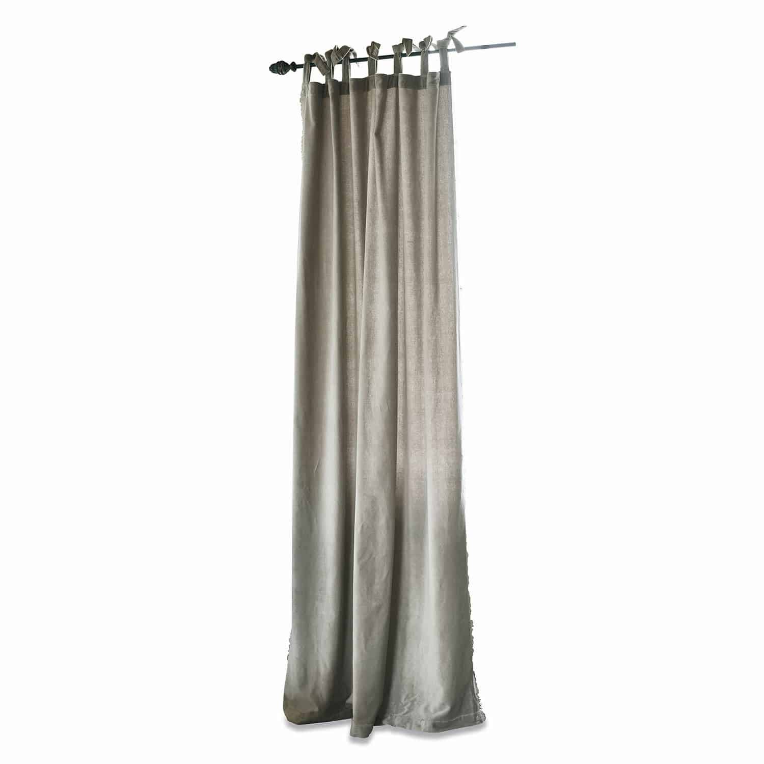 Rideau Bagujo Rideau beige en tissu doux avec liens noués pour décoration de fenêtre et intérieur élégant