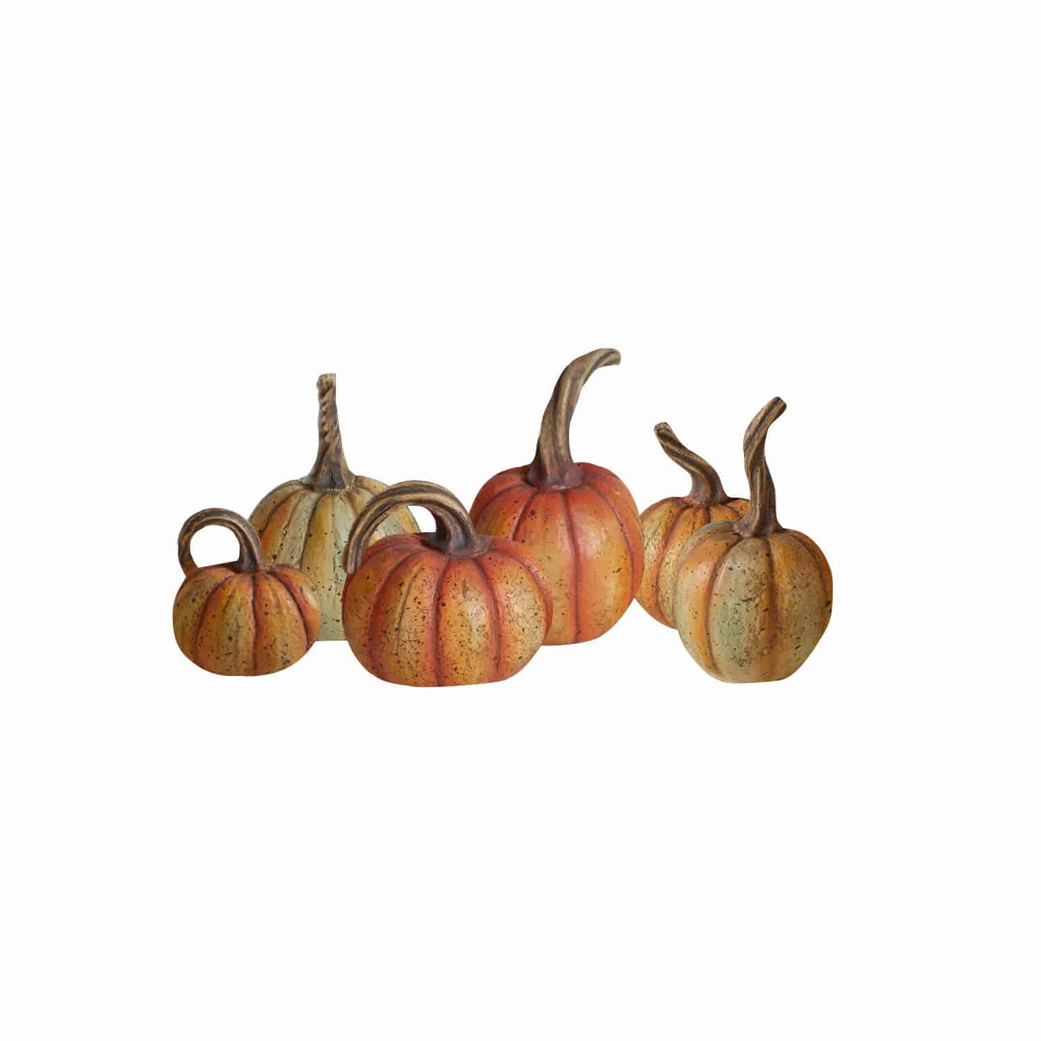 Lot de 6 citrouilles déco Yokane Ensemble de six citrouilles décoratives orange et beige pour décoration automnale