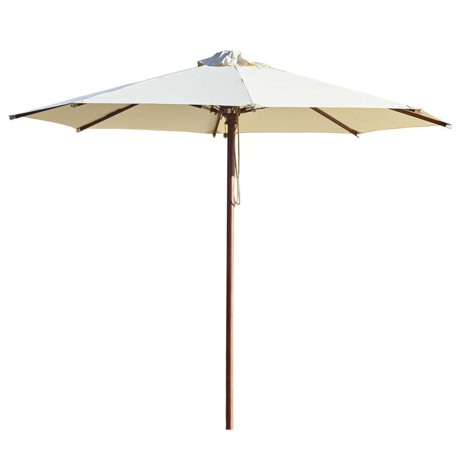 champagne Parasol Brent champagne kleur met houten frame, perfect voor terras en tuin