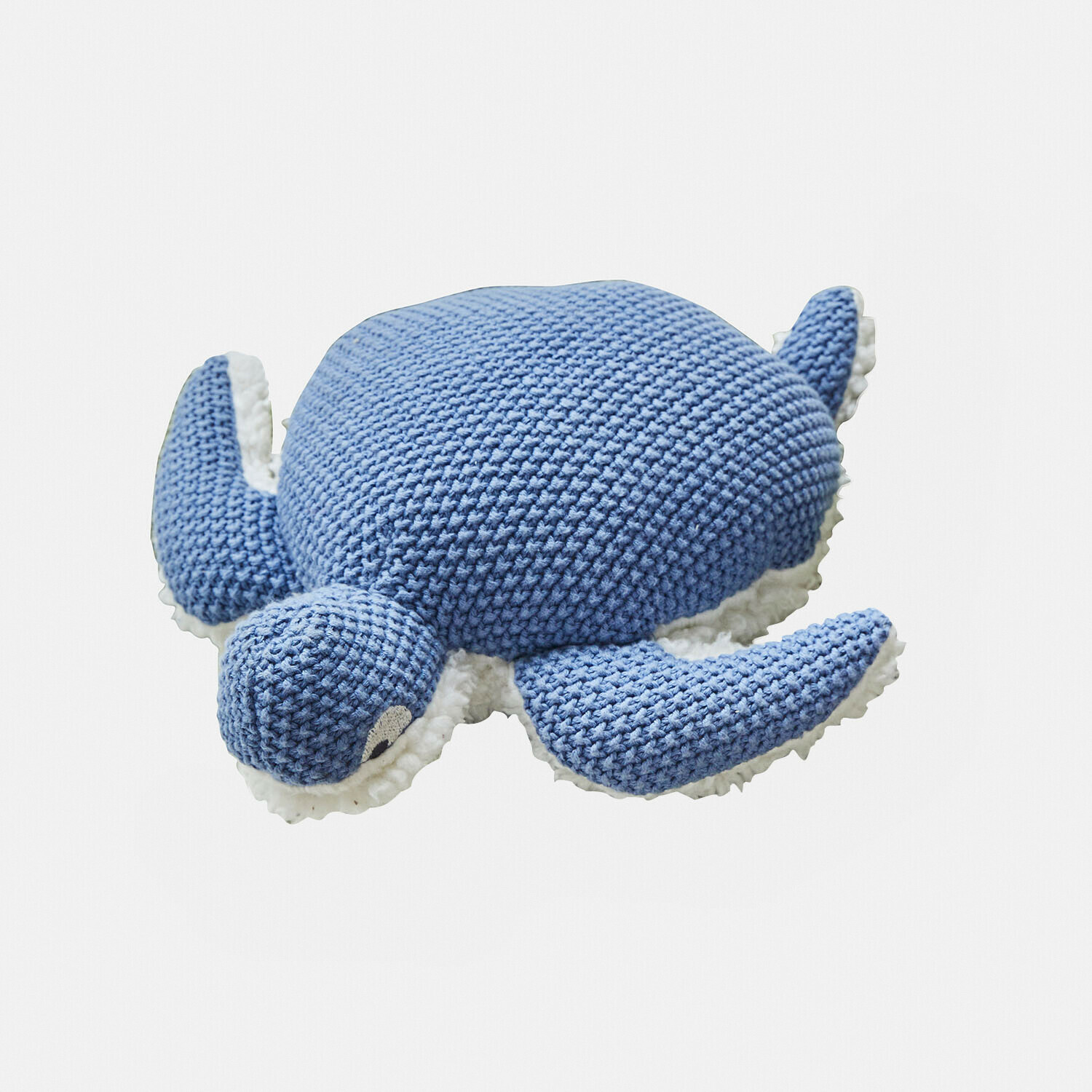 Knuffeltje Lomencia Zachte blauwe gebreide schildpadvormige kussen met witte rand, decoratie voor kinderkamer