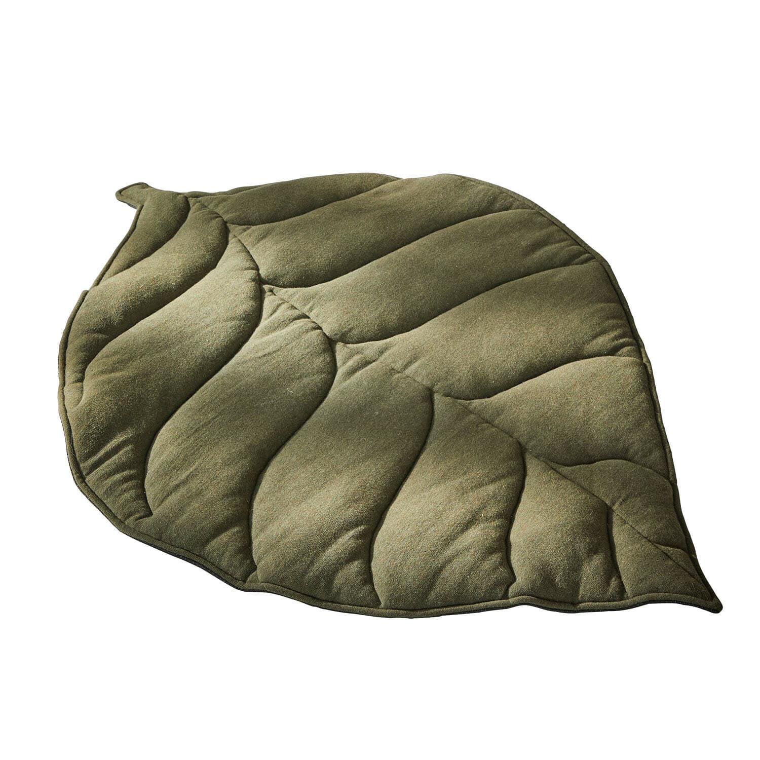 Tapis pour animaux Keirena Coussin doux en forme de feuille couleur olive, décoratif et confortable pour la maison