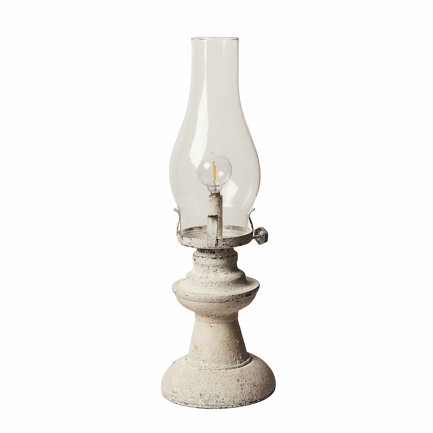 blanc vieilli Lanterne LED rechargeable Chexbres en blanc antique, matériau effet pierre, décoration et éclairage pratique
