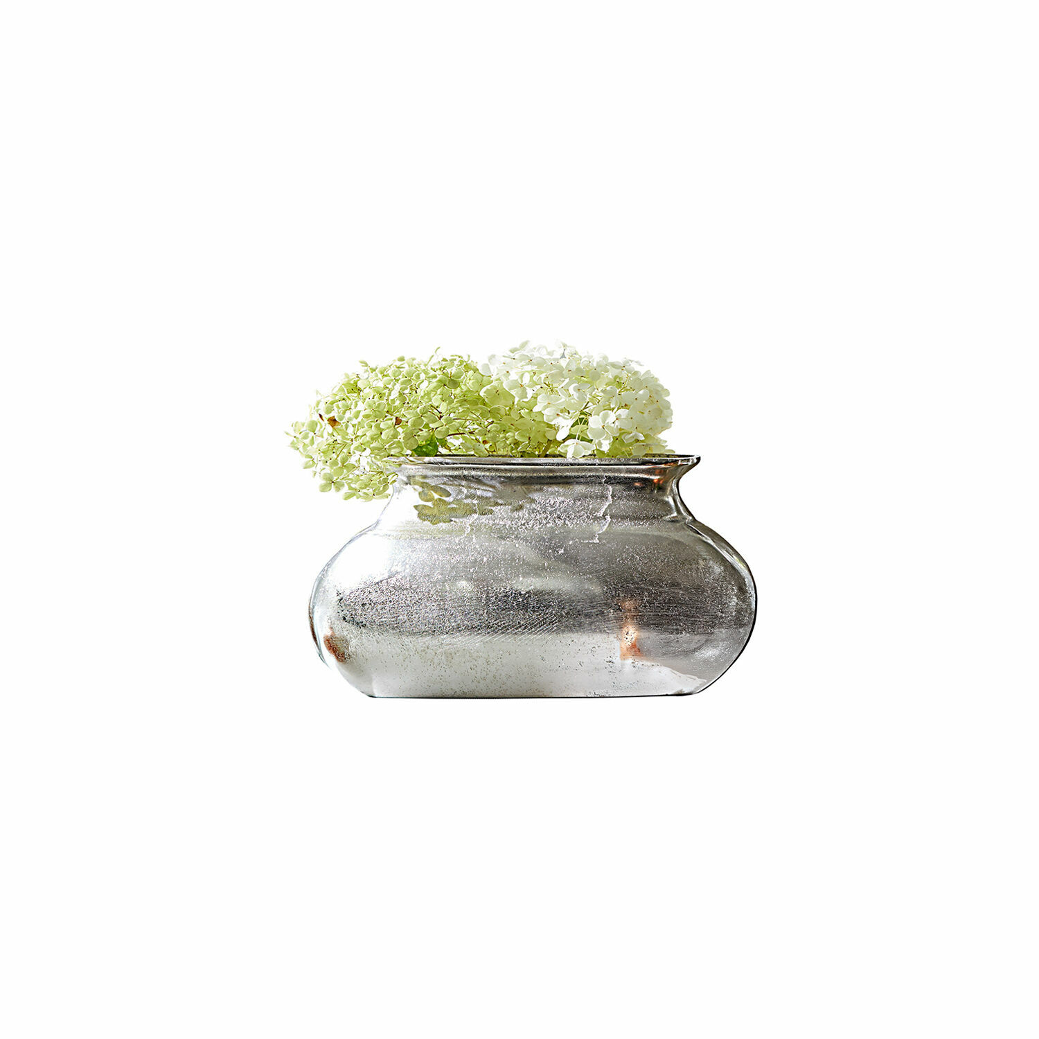 Vase Melisique Vase en verre argenté avec fleurs d'hortensia, décoration intérieure vintage, accessoire de table