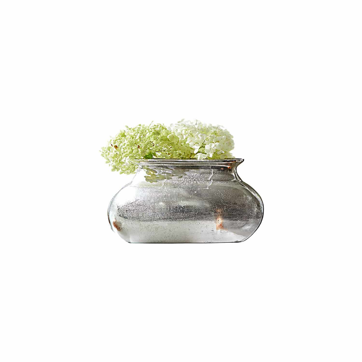 Vase Melisique Vase en verre argenté avec fleurs d'hortensia, décoration intérieure vintage, accessoire de table