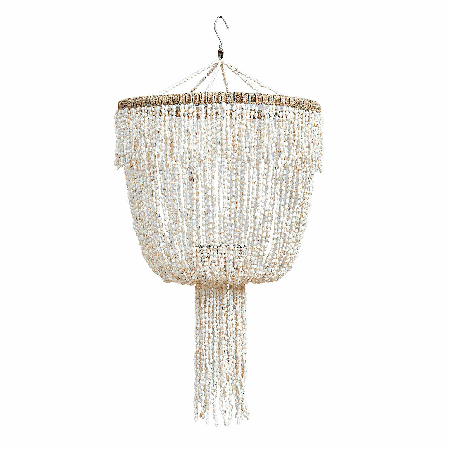 Abat-jour Trétudans Suspension en coquillages blancs et corde naturelle, luminaire bohème pour décoration intérieure