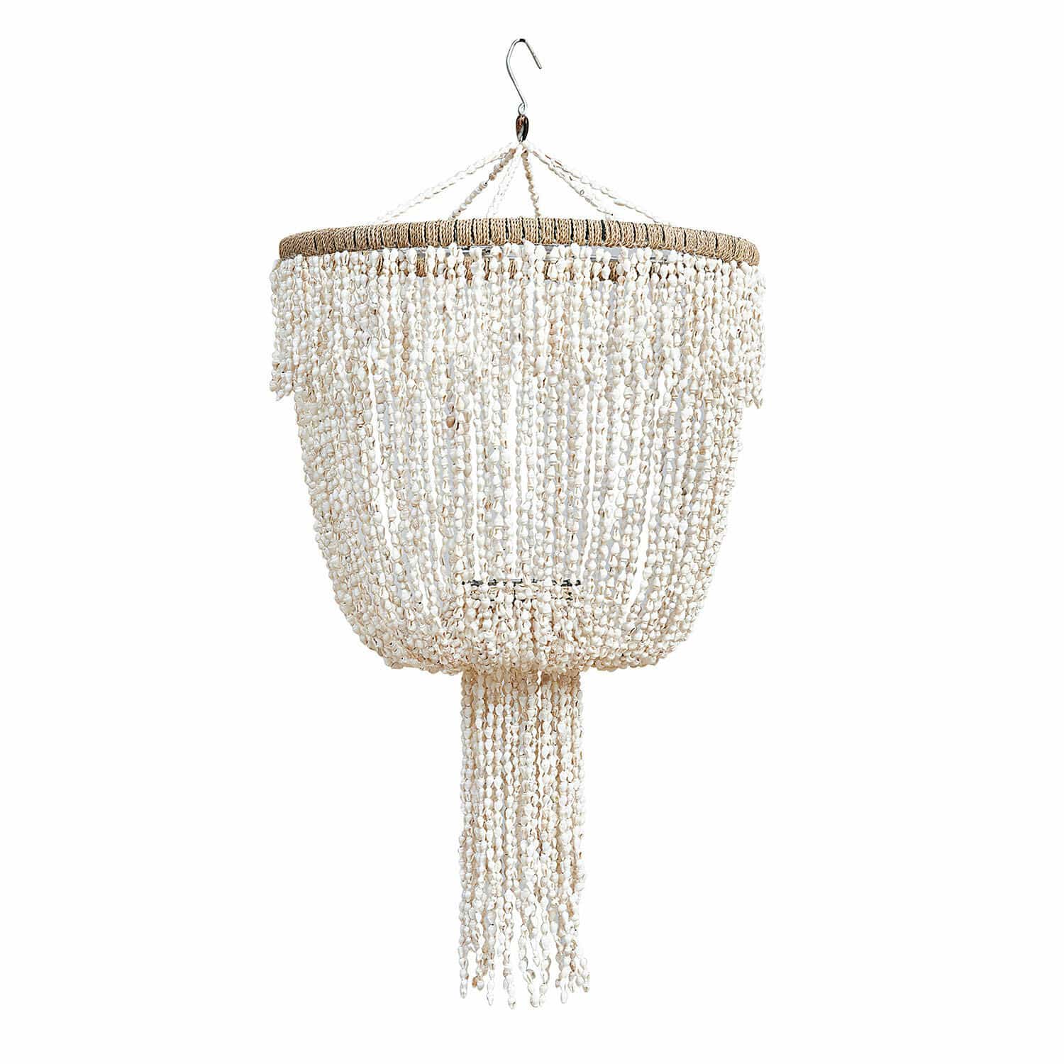 Lampenkap Trétudans Hangende kroonluchter van witte schelpen en natuurlijk touw, boho interieurdecoratie
