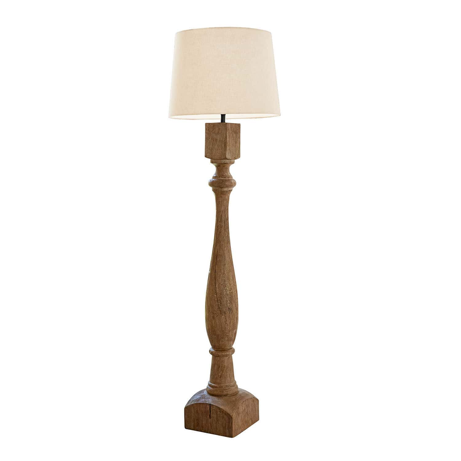 Lampadaire Fernisto Lampe sur pied en bois avec abat-jour beige, idéale pour salon ou chambre à coucher