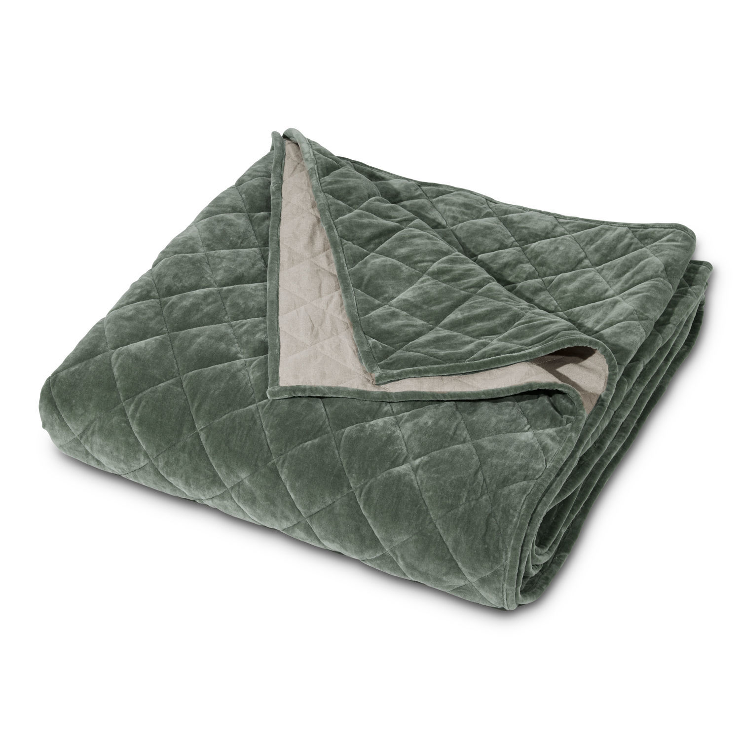 groen Gewatteerde groene deken van zacht materiaal, perfect voor comfort en woondecoratie