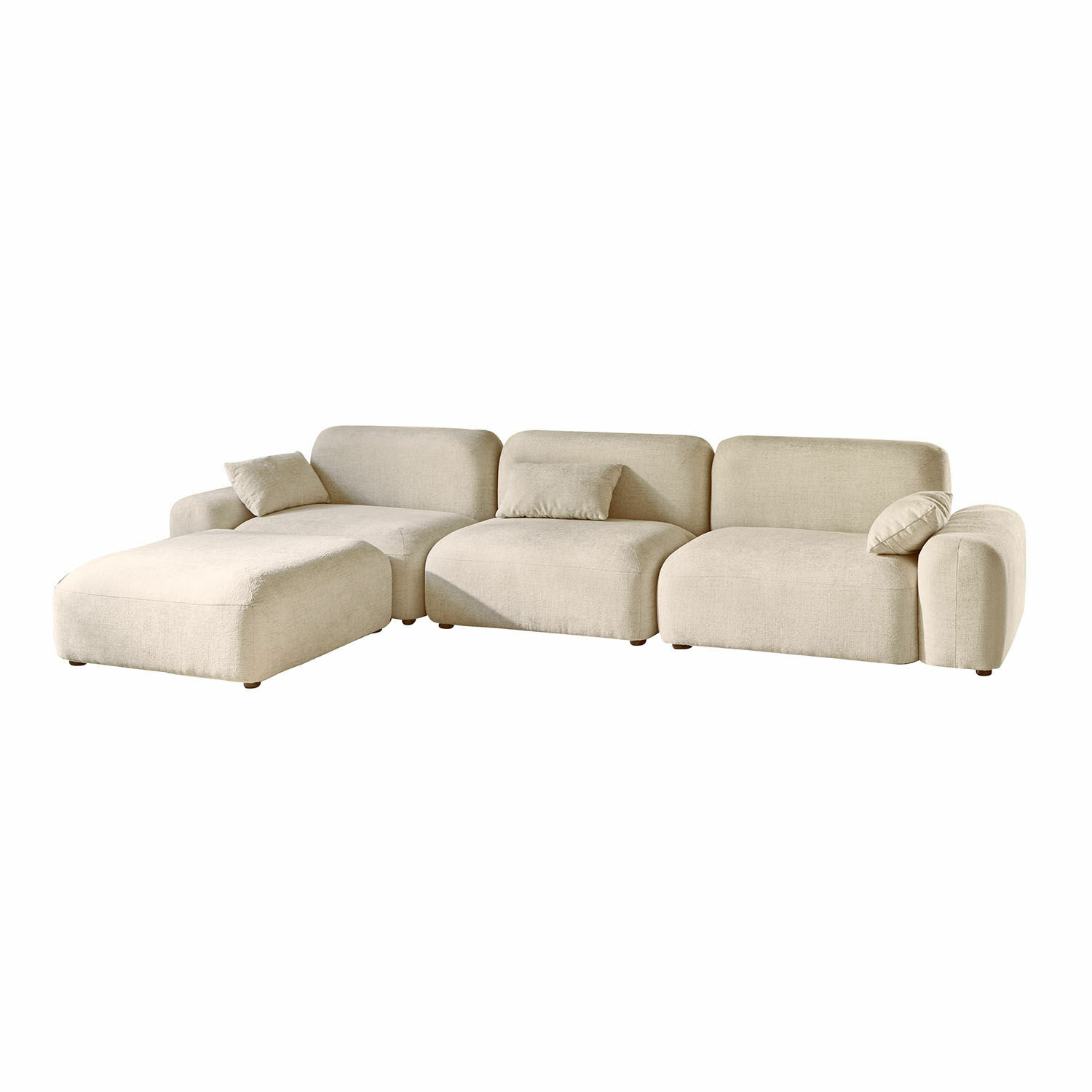 crème Hoekbank Marnivelle crème stof, modern design voor woonkamer, comfortabele zit met kussens