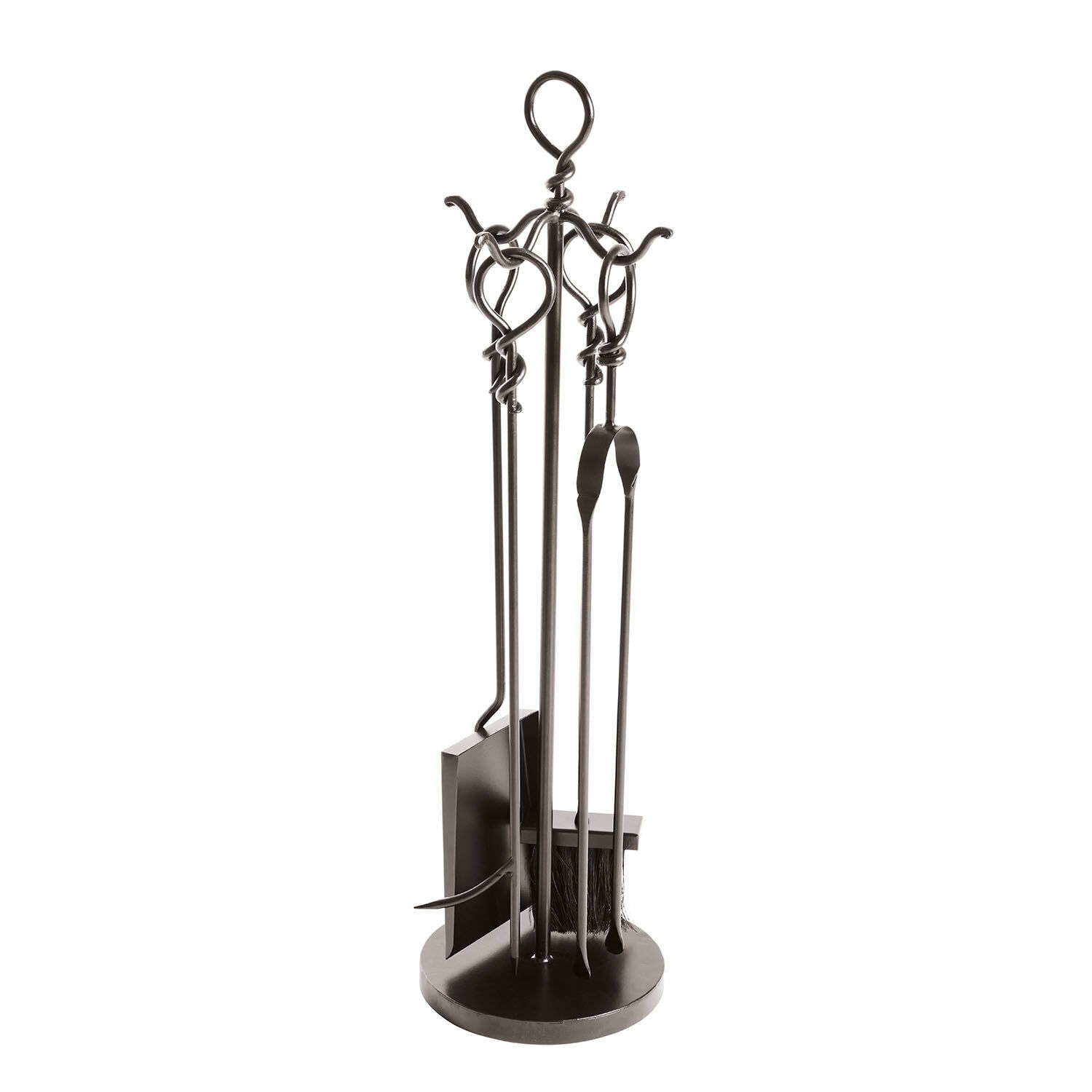 Serviteur de cheminée Tetbury Ensemble d'outils de cheminée en acier noir avec balayette et pelle pour entretien du foyer