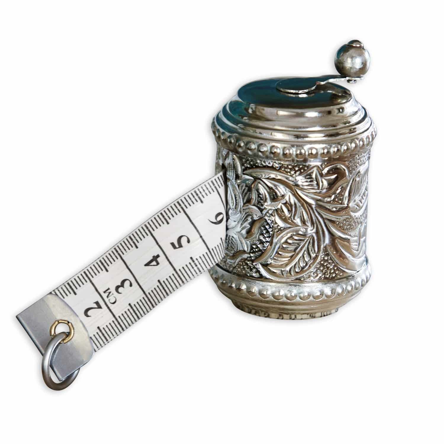 Mètre ruban Mètre Mètre ruban en métal argenté avec motif décoratif et bande de mesure blanche jusqu'à 6 cm