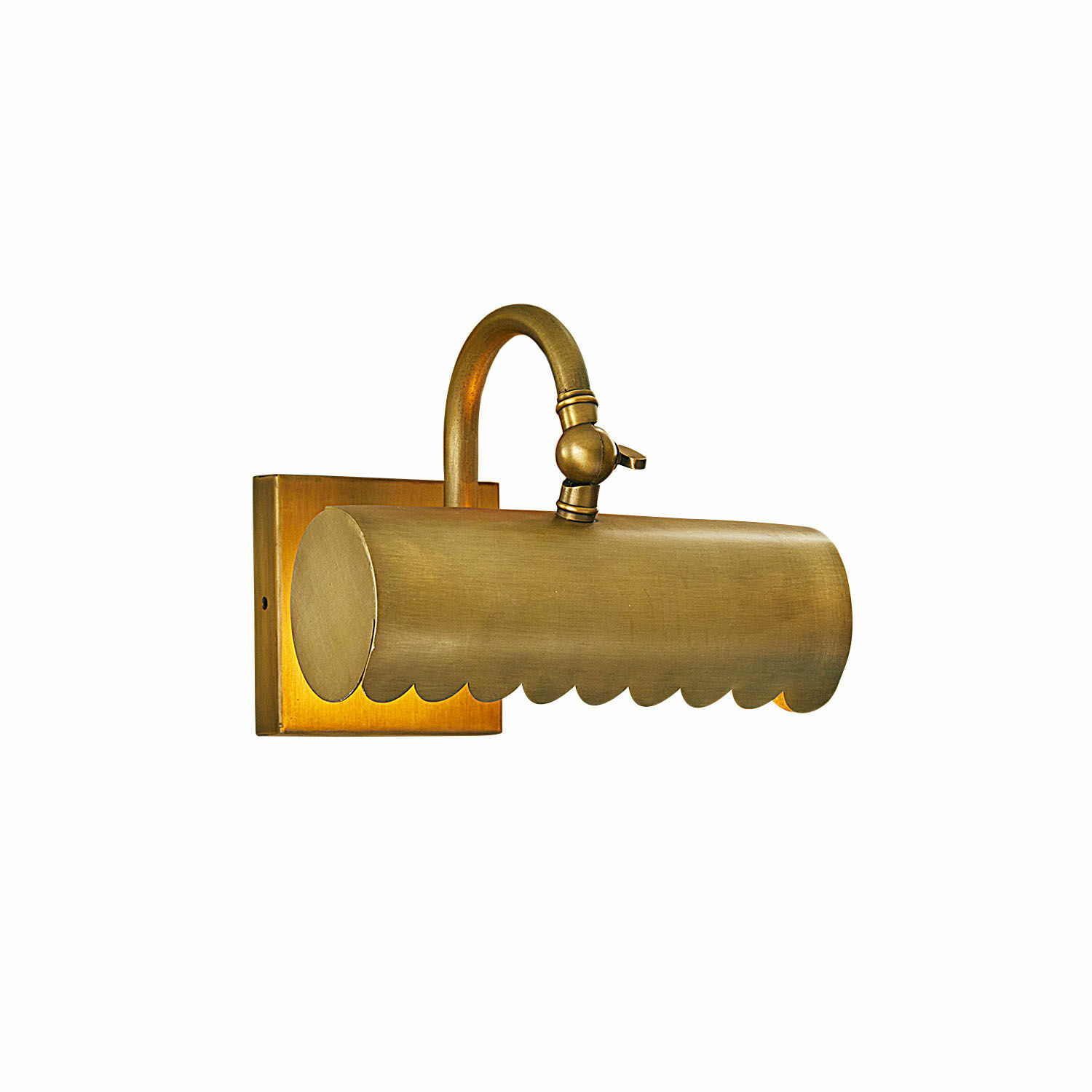 Wandlamp van messing in antiek gouden kleur met verstelbare arm en decoratieve kap