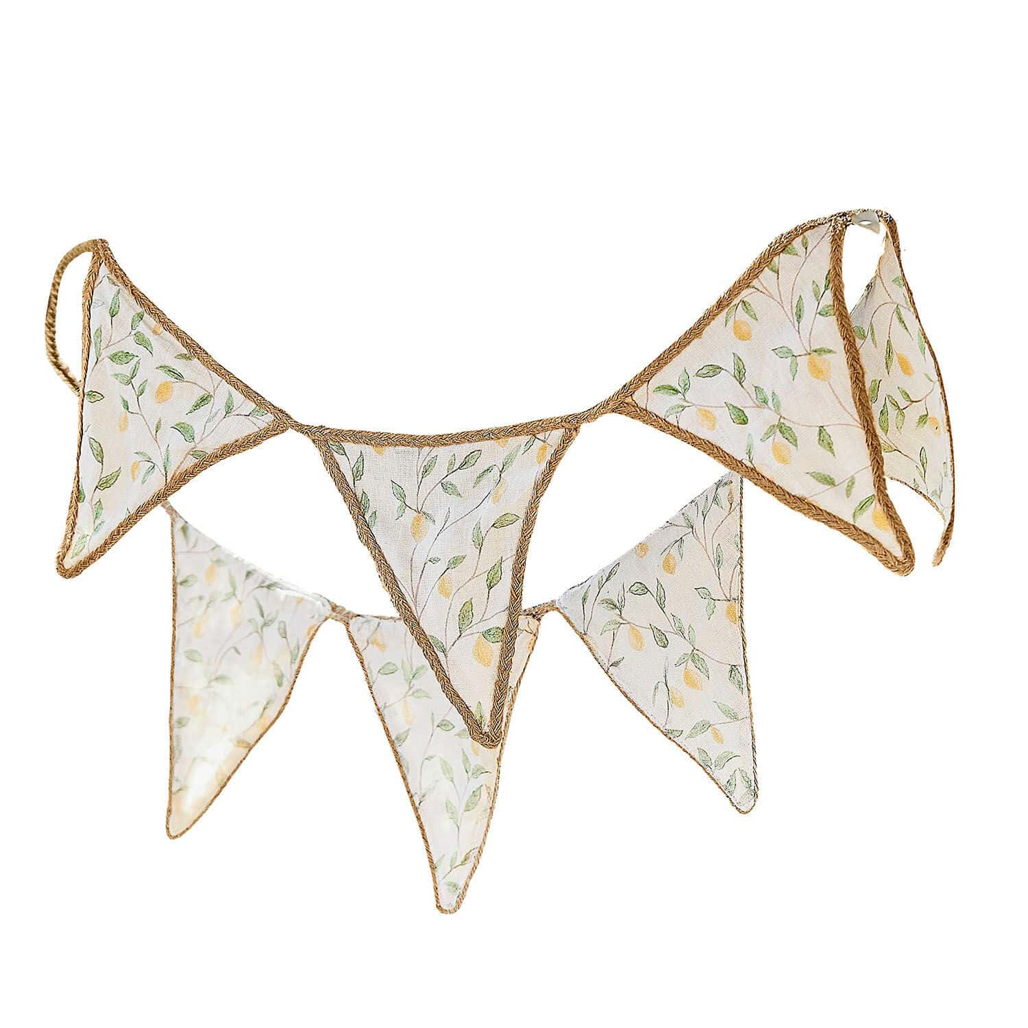Guirlande de fanions Aelindria Guirlande de fanions triangulaires en tissu avec motif citron vert, décoration estivale légère