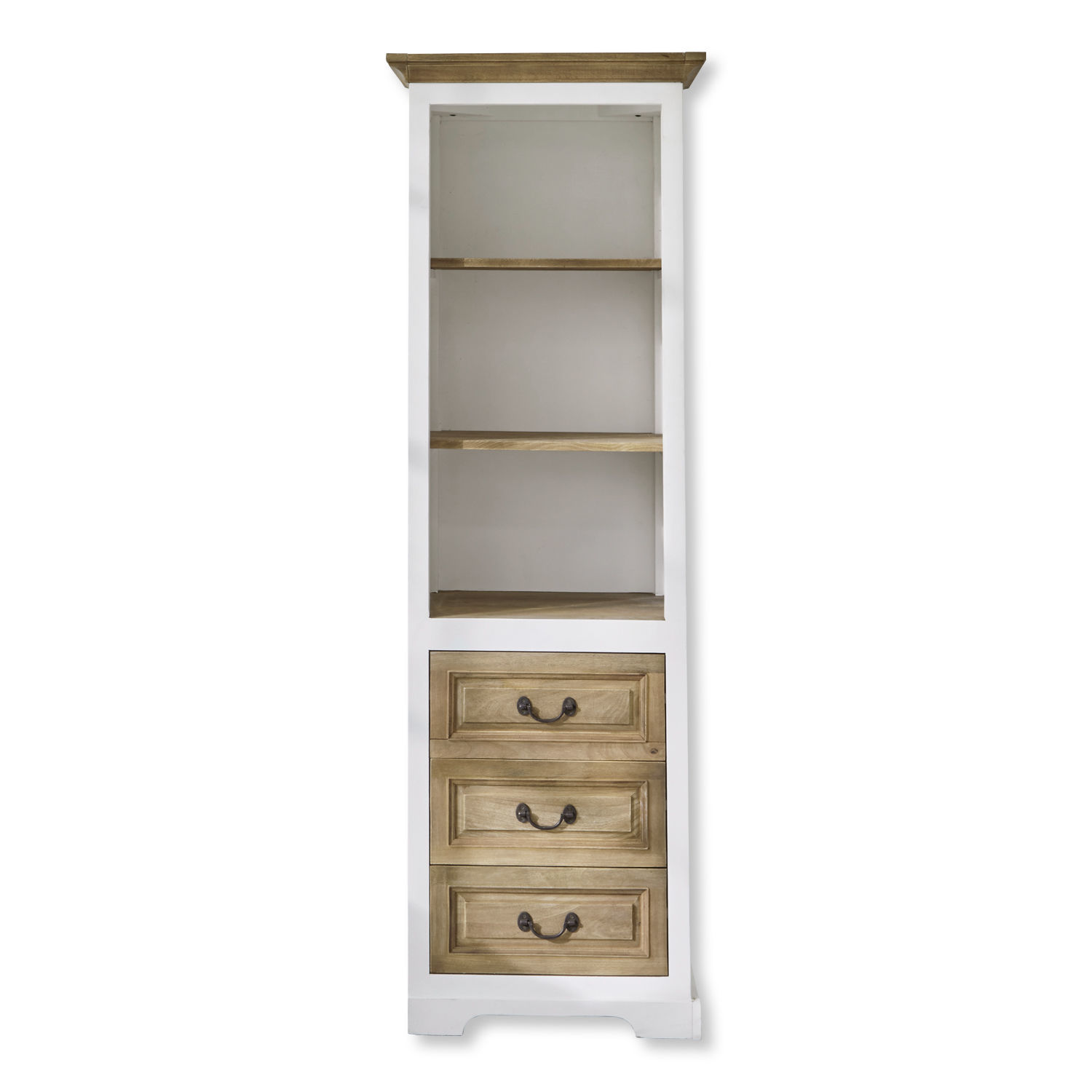 Armoire Degarmo Armoire haute blanche en bois avec trois tiroirs et étagères en bois naturel clair