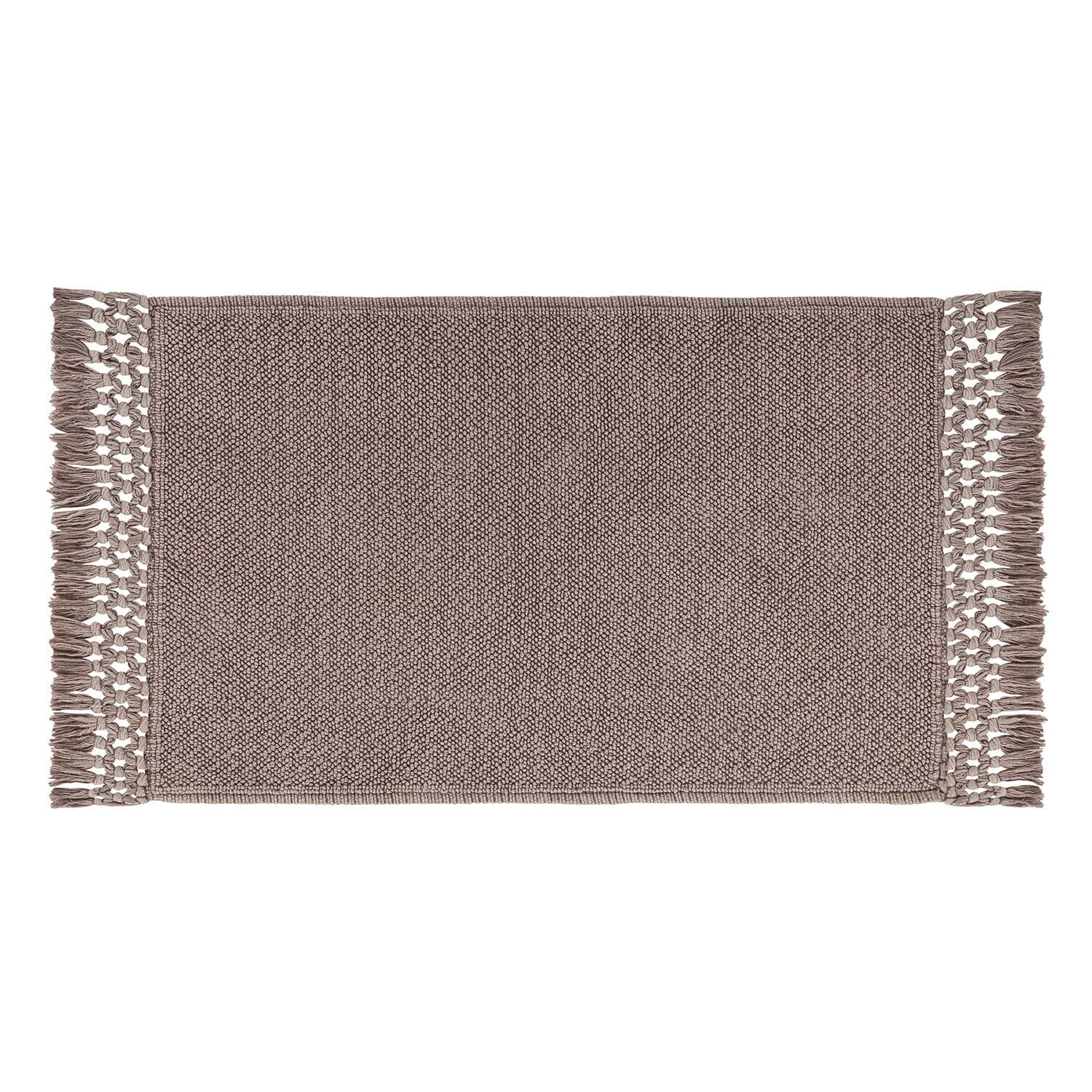 Tapis de bain gris Faelwyn en tissu doux avec franges décoratives sur les côtés
