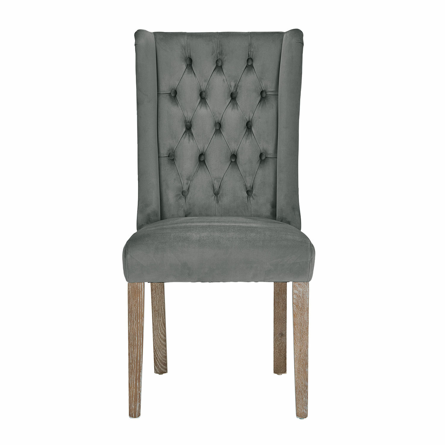 donkergrijs Stoel Sudbury van donkergrijs fluweel met houten poten, elegante woonkamermeubel