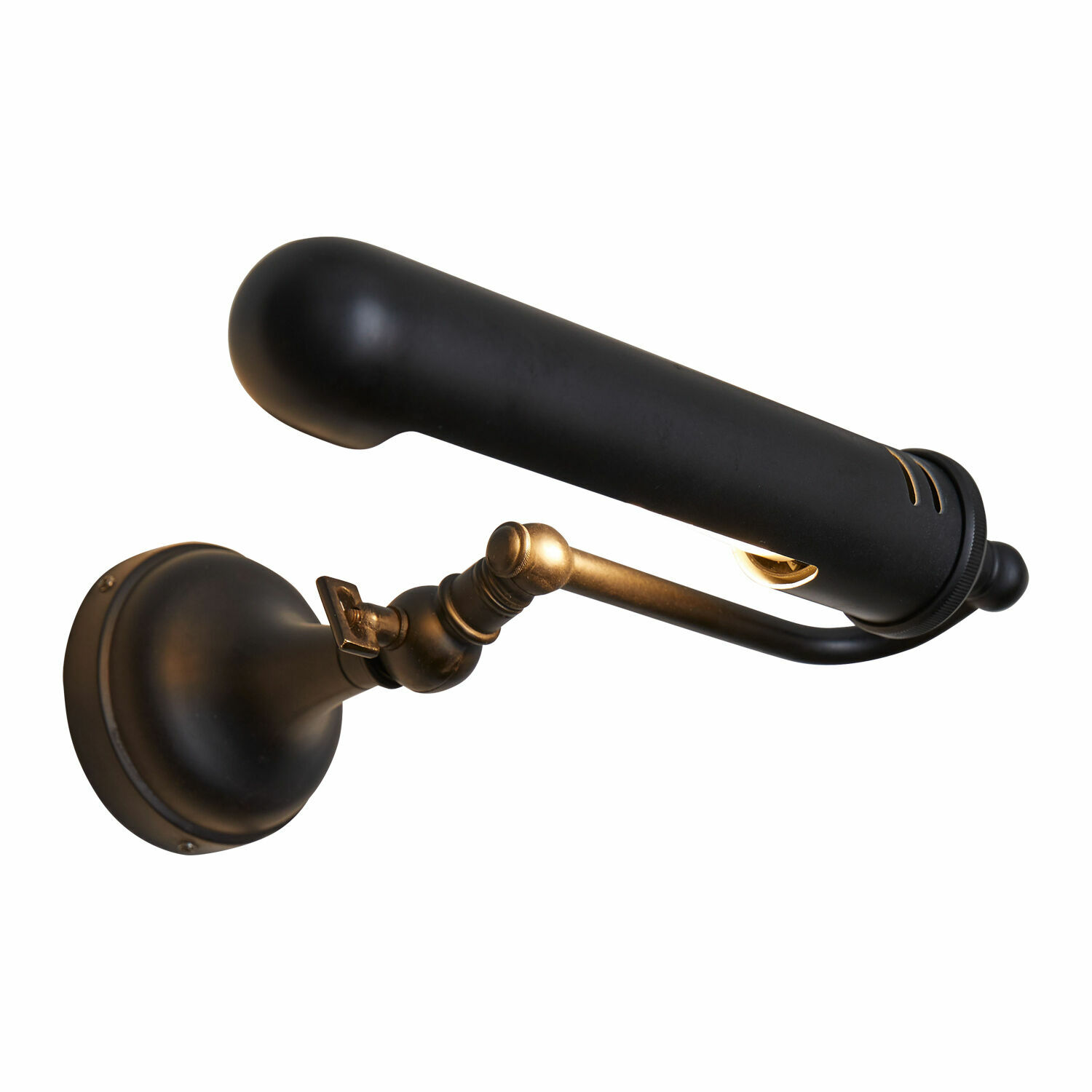 Applique murale noire en métal avec détails dorés antiques, lampe décorative élégante