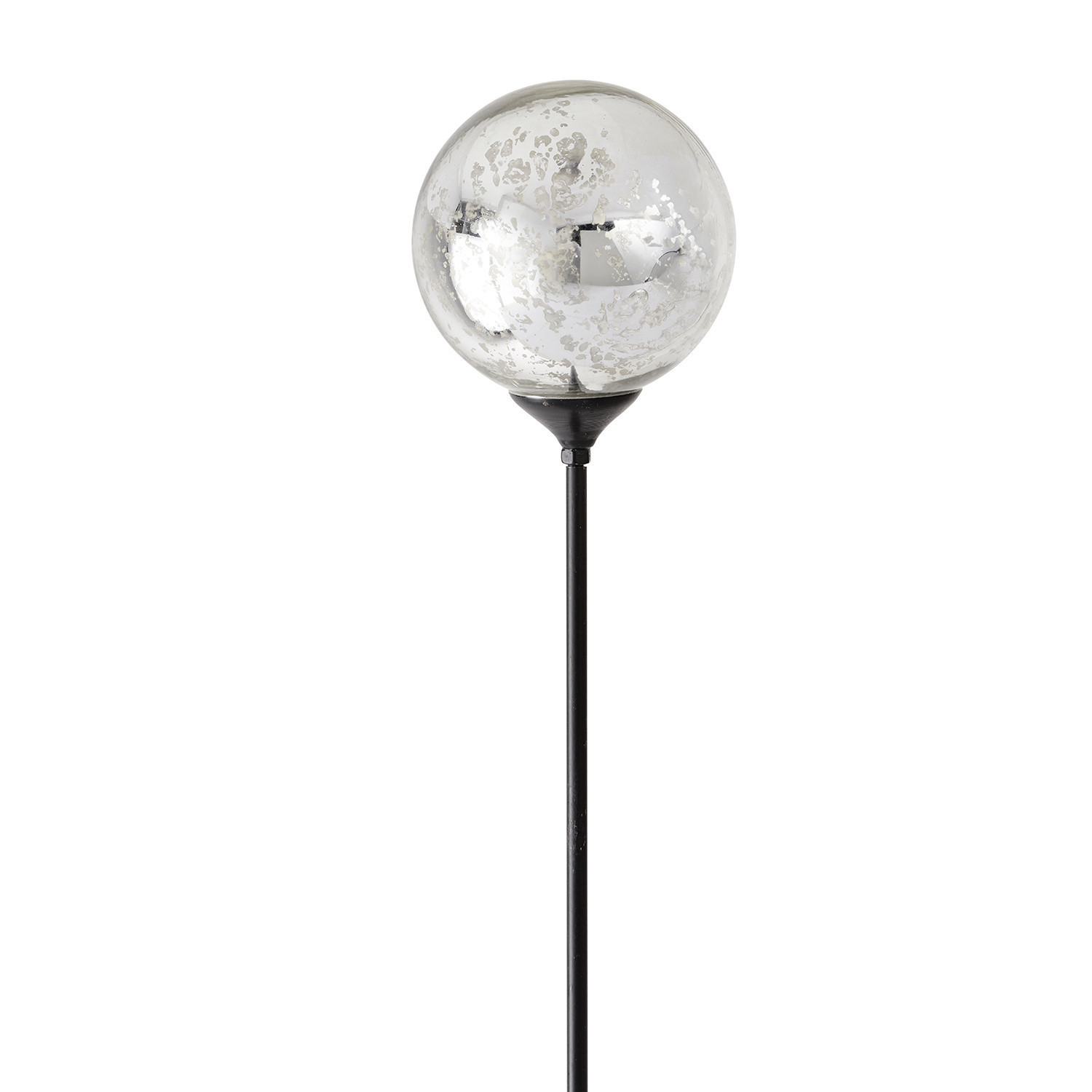 Lot de 2 piquets décoratifs Cainan Abat-jour en verre décoratif sur pied en métal noir pour décoration intérieure et extérieure
