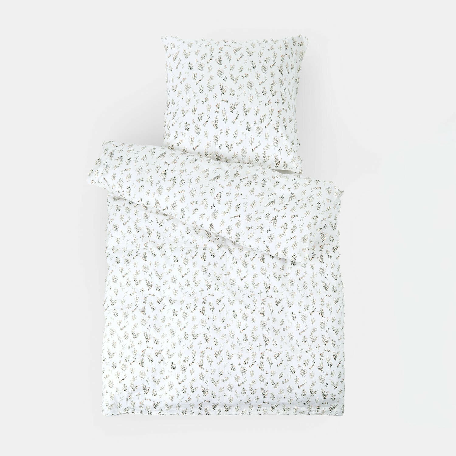 Parure de lit en coton blanc avec motif floral délicat, douce et confortable pour chambre