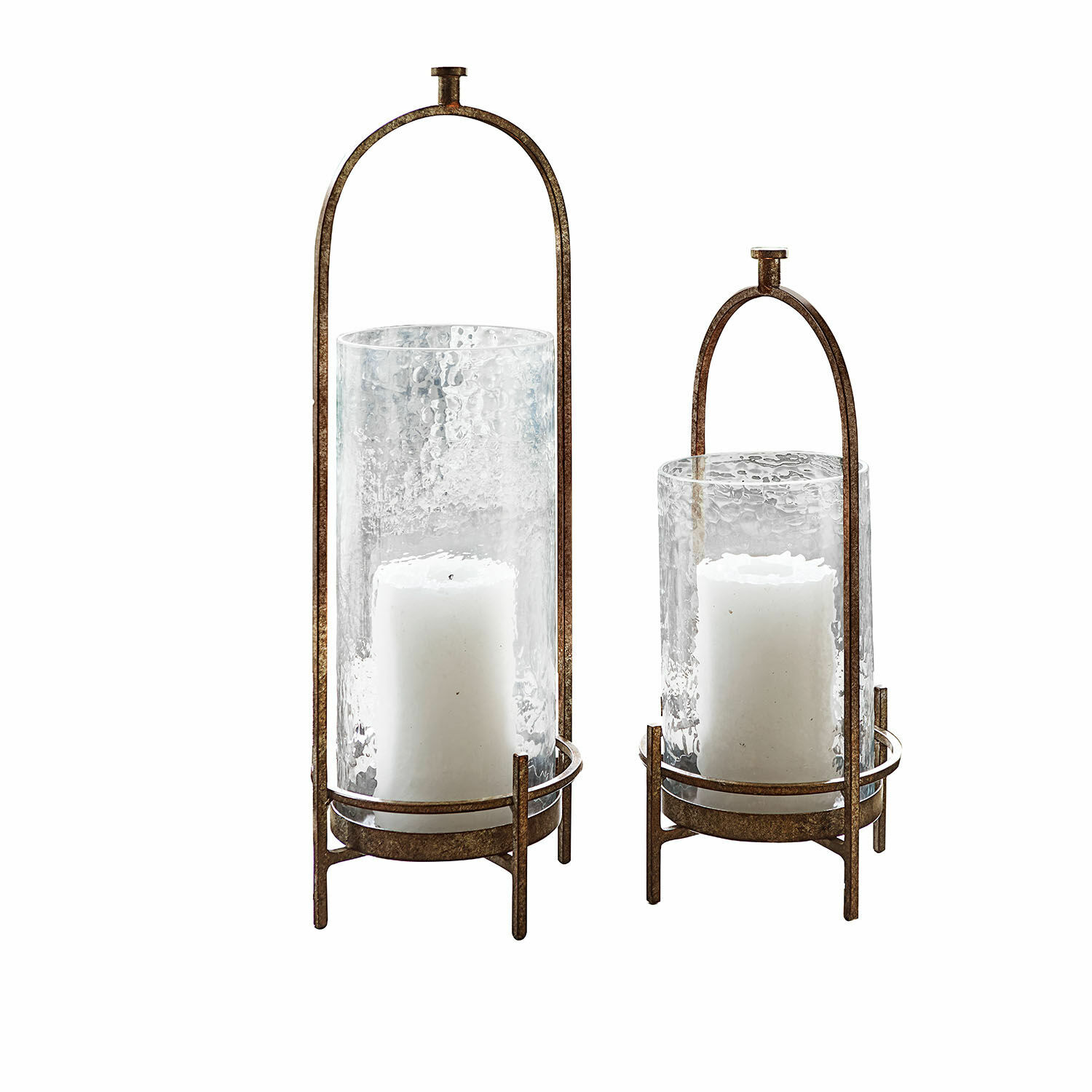 Windlicht set van 2 Aquivar Set van twee lantaarns van metaal en glas met witte kaarsen, decoratie voor binnen en buiten