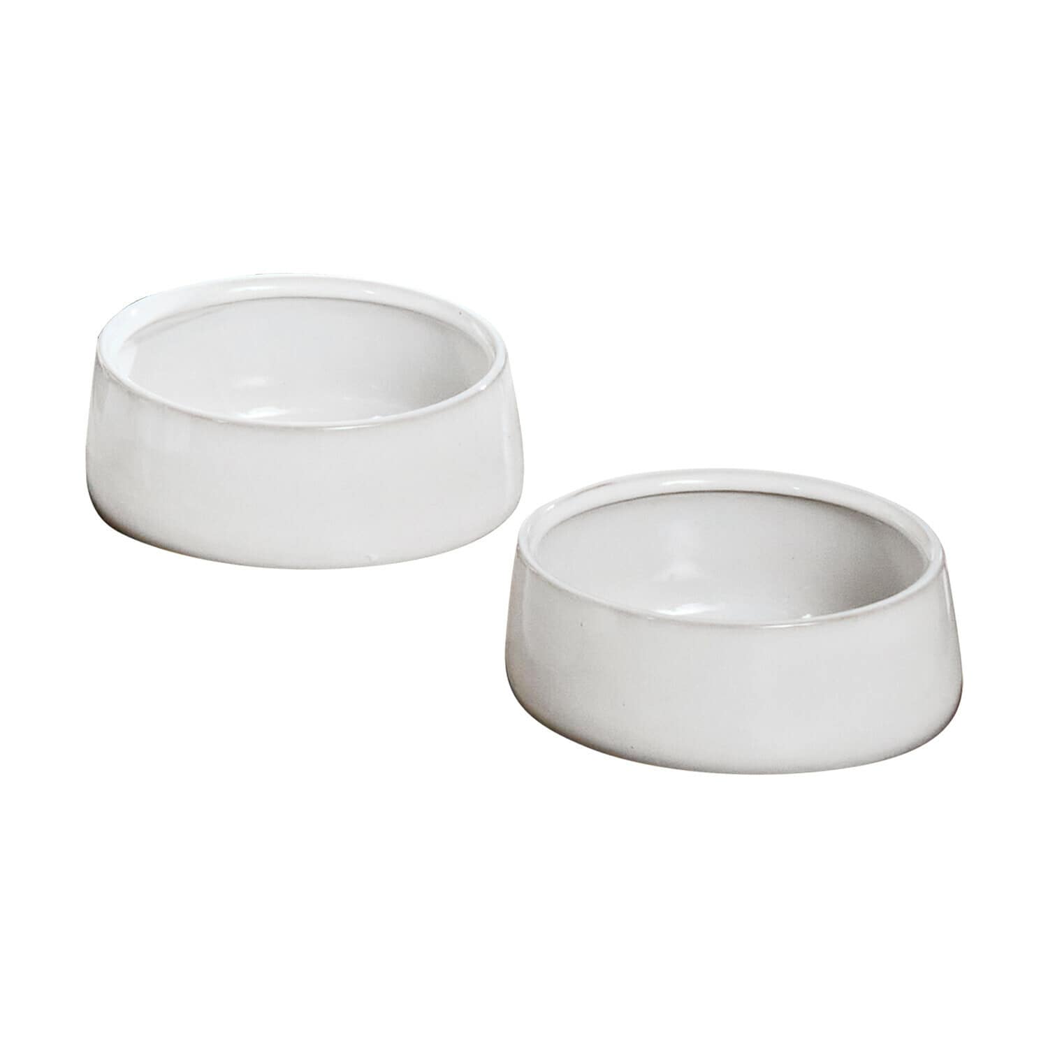 Lot de 2 gamelles Felluna Ensemble de deux bols en céramique blanche au design simple, parfaits pour la nourriture des animaux